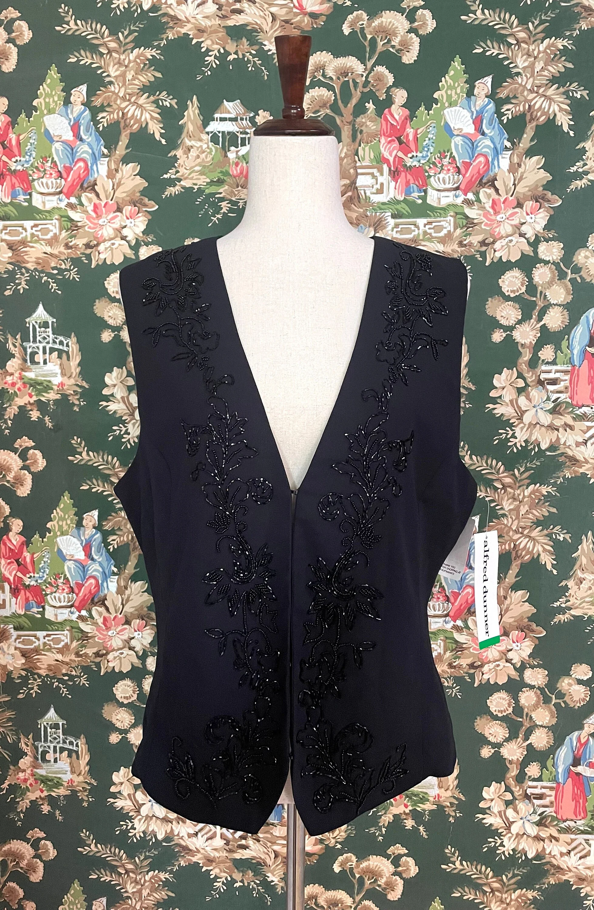 80s Vintage Black Alfred Dunner Polyester Vest with Beading Nwot by Alfred Dunner - Image 2