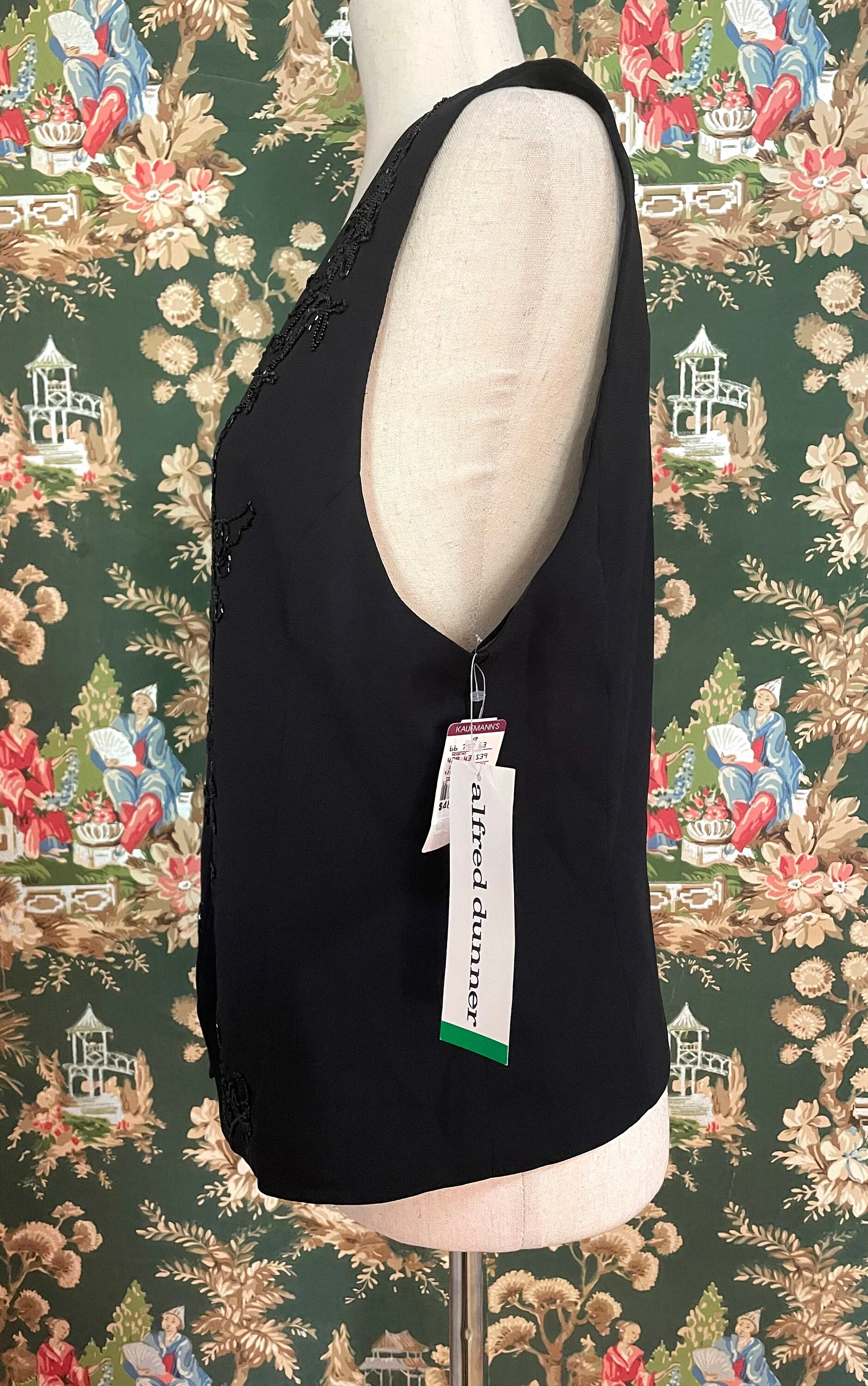 80s Vintage Black Alfred Dunner Polyester Vest with Beading Nwot by Alfred Dunner - Image 3