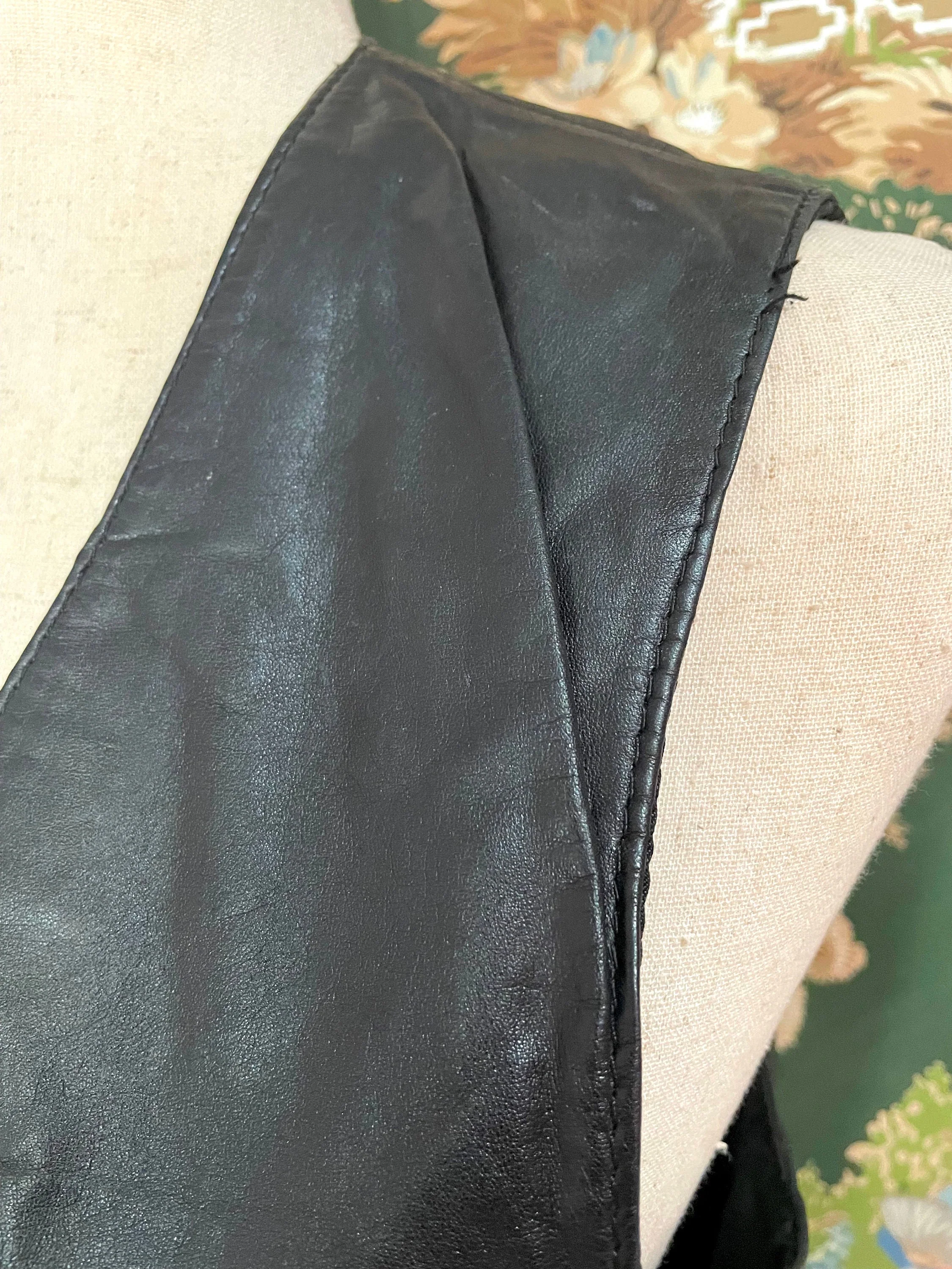 80s Vintage Black Leather Vest (as Is) by Tigers - Image 5