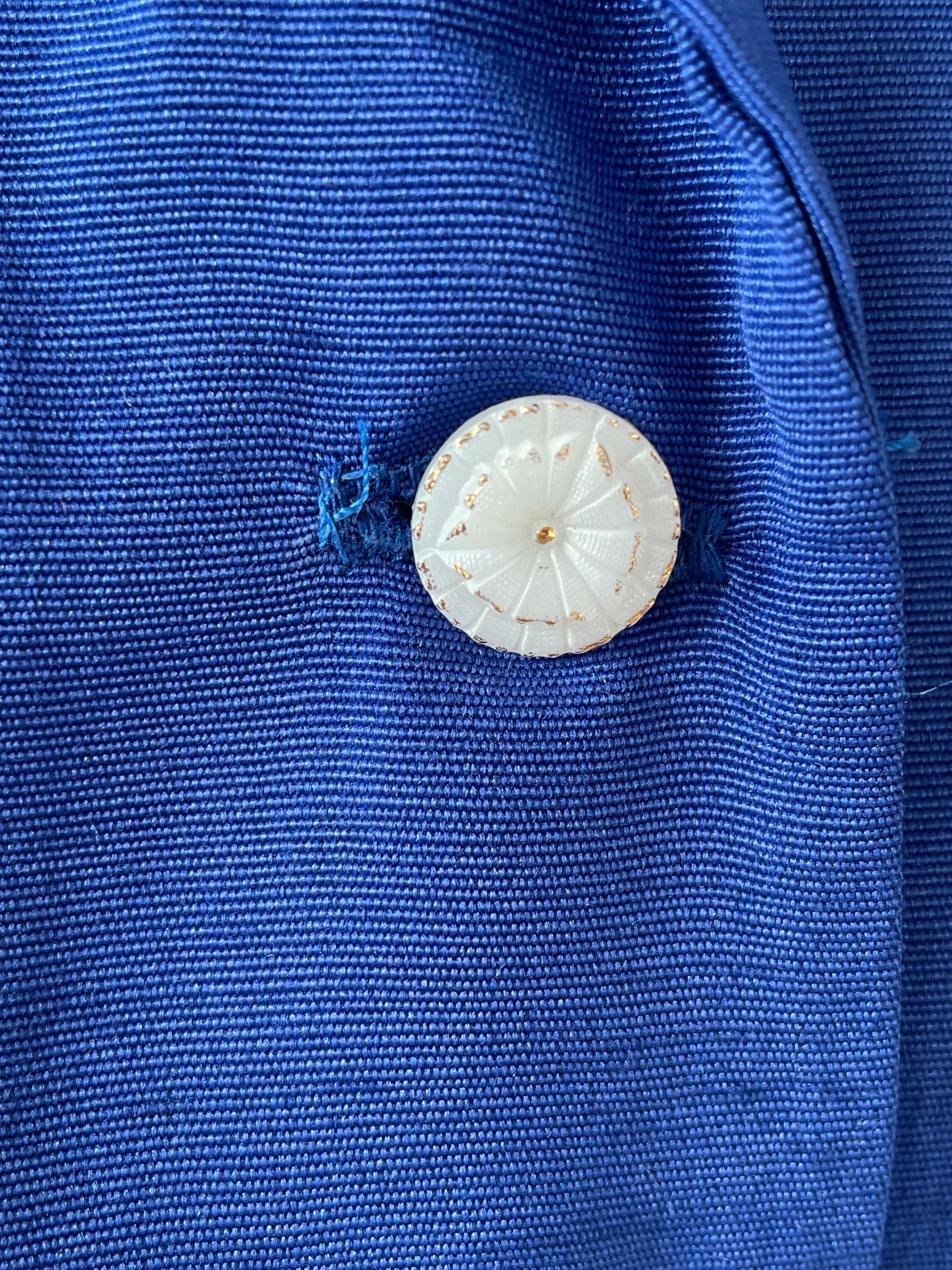 80s Vintage Blue Broom Stick Dress Xl Glass Buttons - Image 16