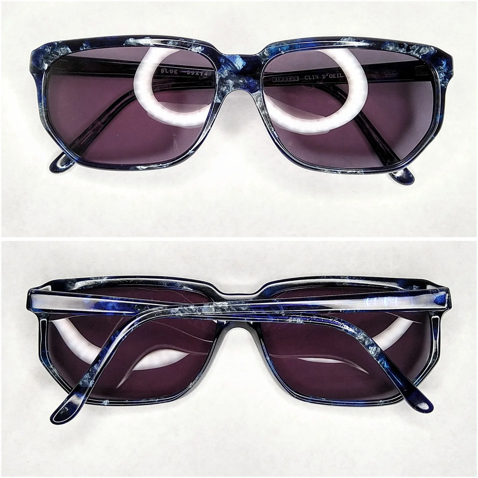 80s Vintage Blue Granite Look Sunglasses Frame France By Binocle - Image 2