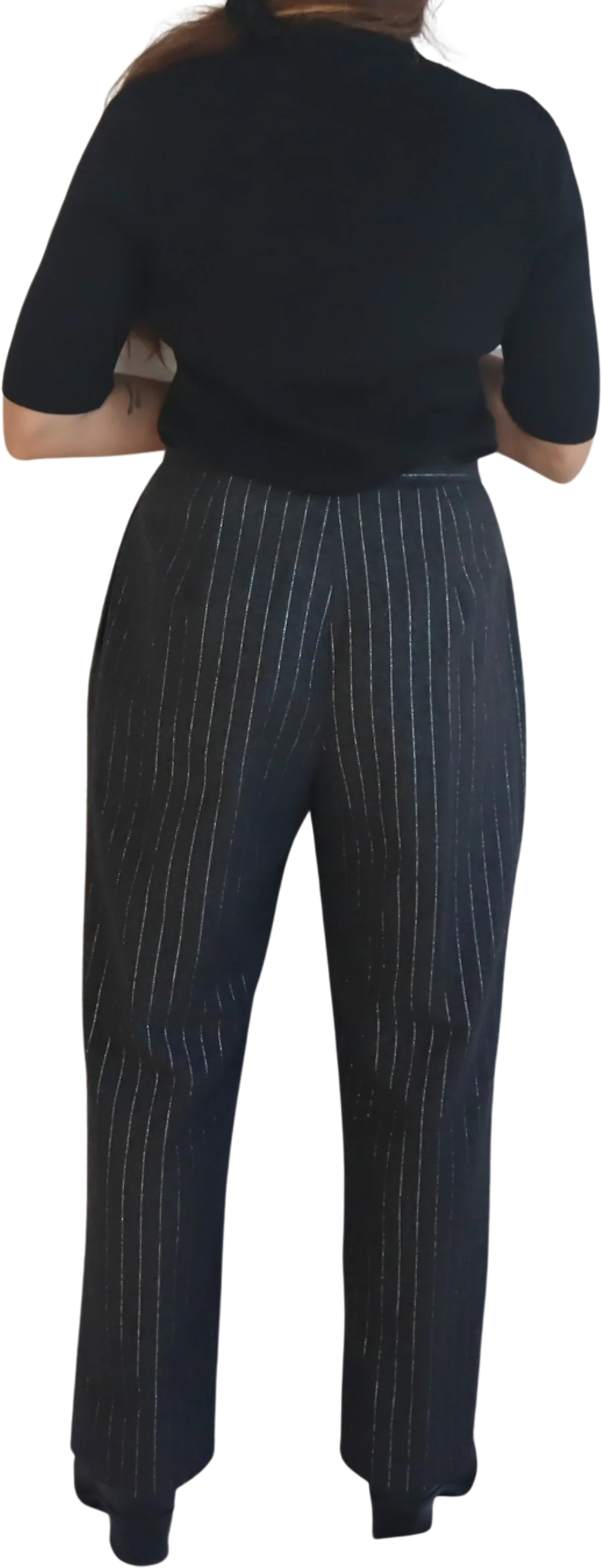 80s Charcoal Gray And Silver Striped Trousers By Cenno - Image 2