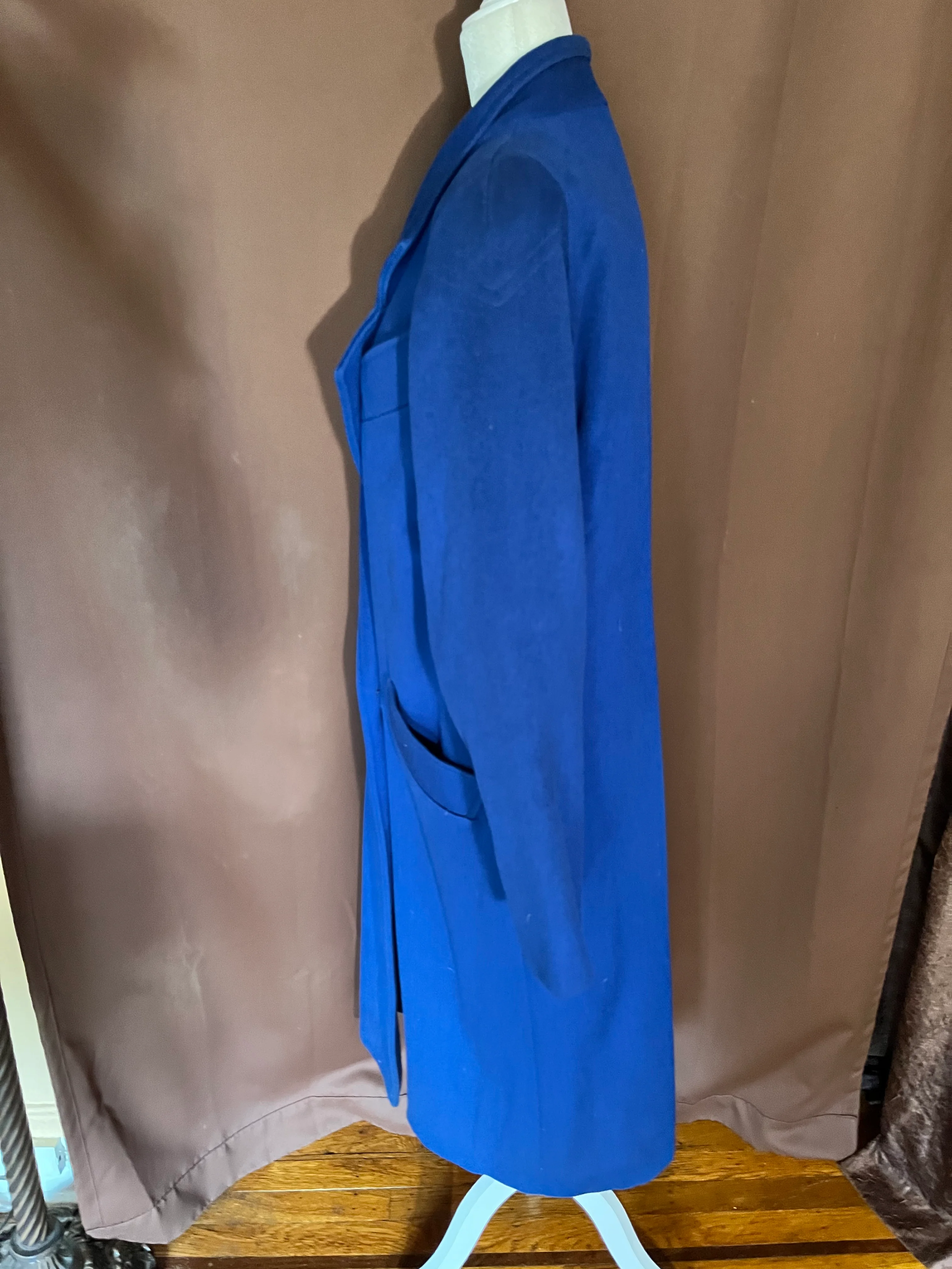 80s Vintage Cobalt Blue Wool Coat By Ashley Scott - Image 3
