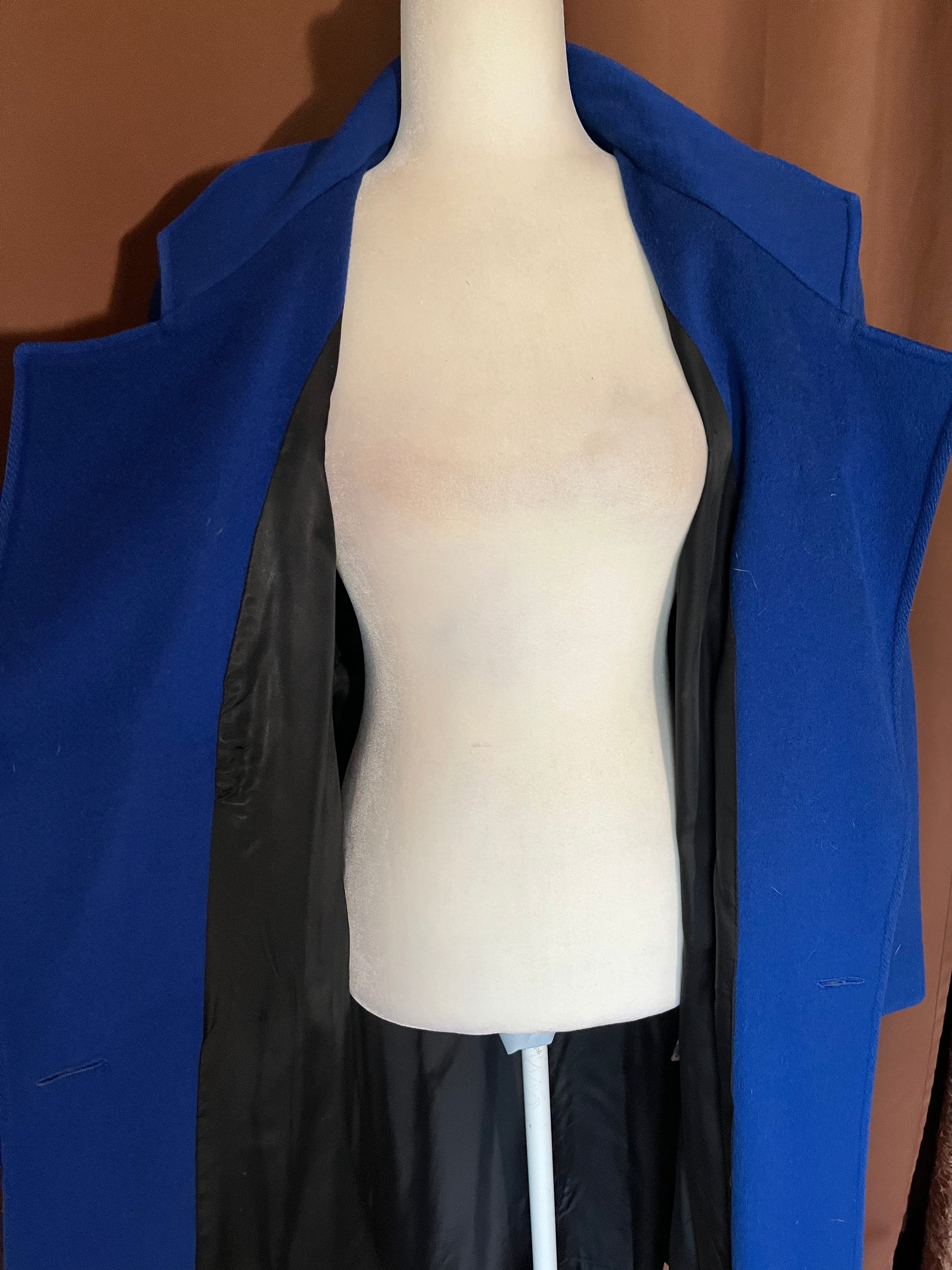 80s Vintage Cobalt Blue Wool Coat By Ashley Scott - Image 6