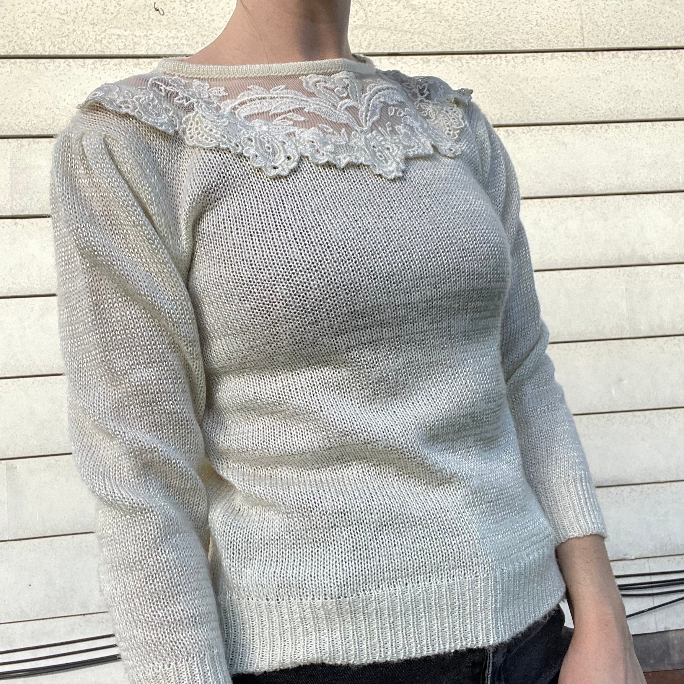 80s Vintage Cream Lace Sweater By Andene - Image 3