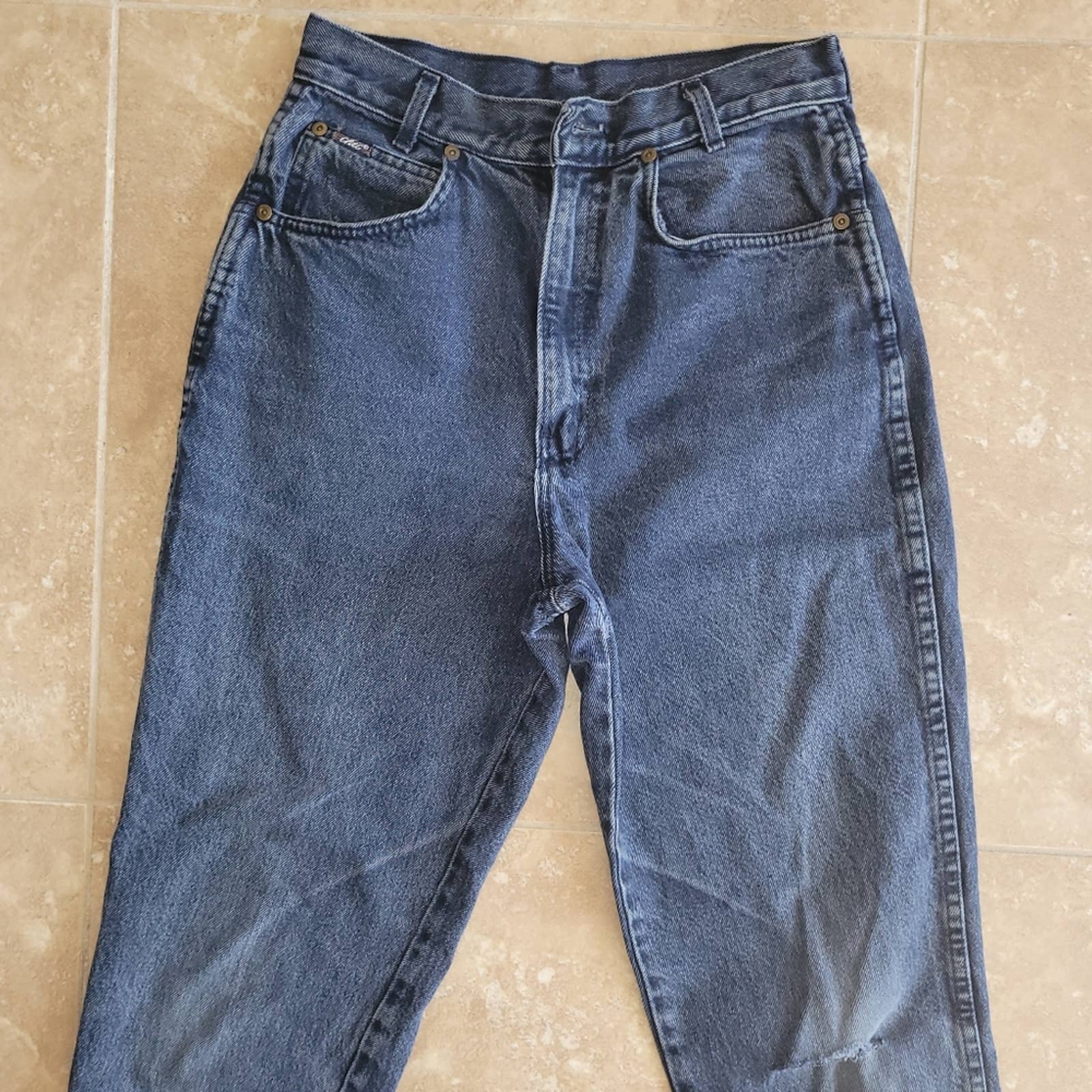 80s Vintage Dark Wash High Waist Mom Jeans - Sz. Xs by Chic - Image 3