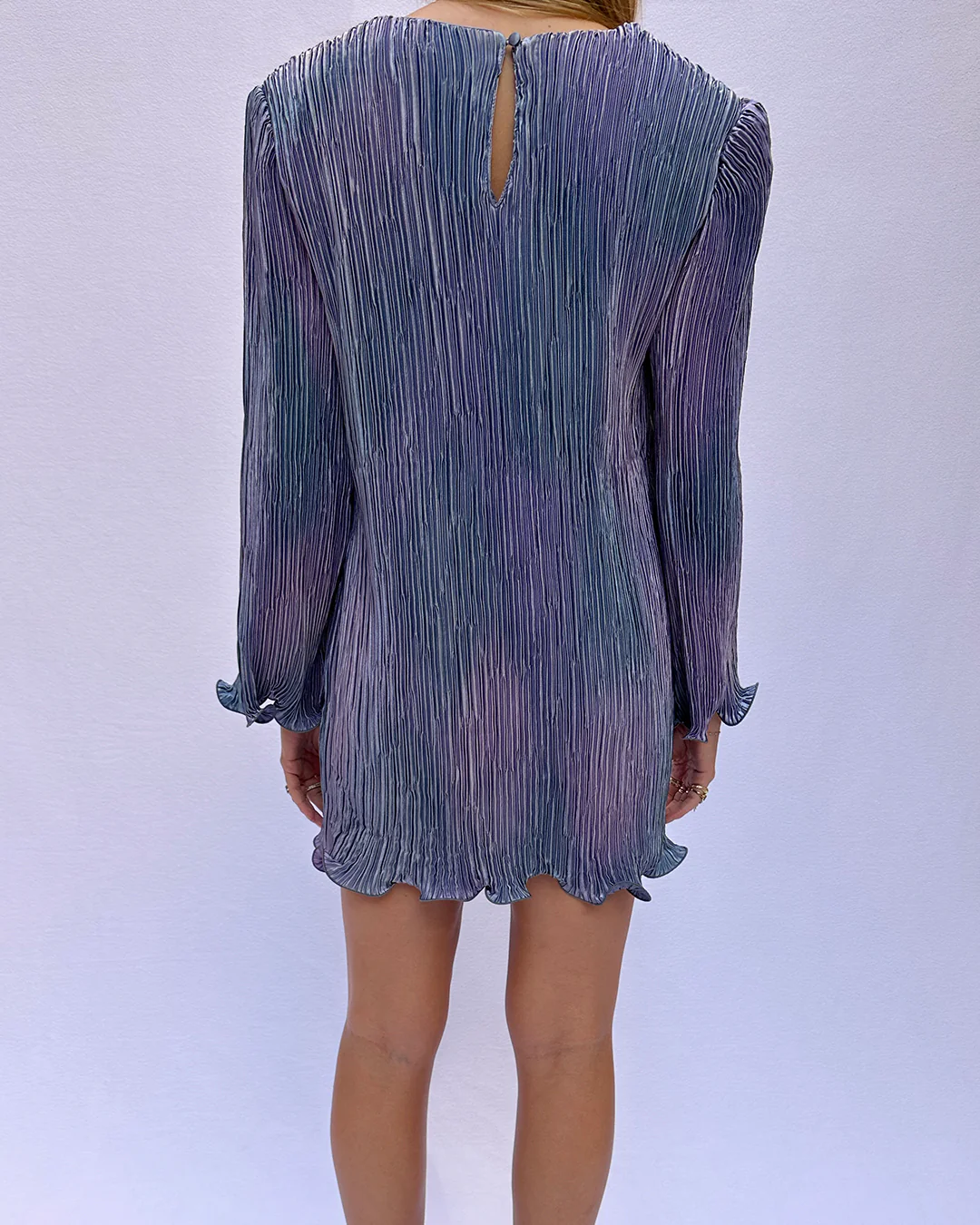 80s Vintage Fortuny-pleated Ombré Minidress (xs-xl) - Image 7