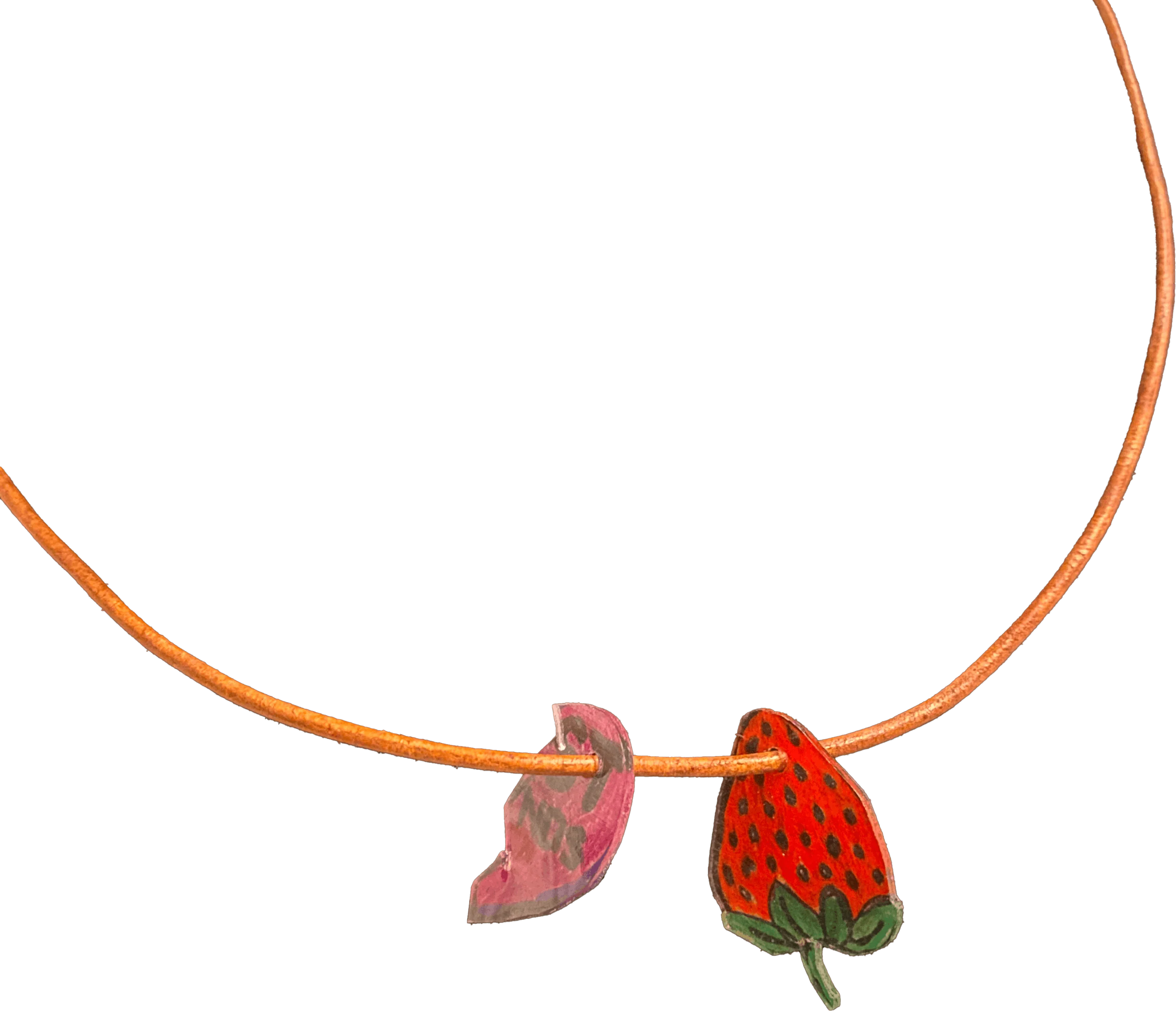 80s Vintage Girls Bff Broken Heart Strawberry Necklace By Shrinky Dink