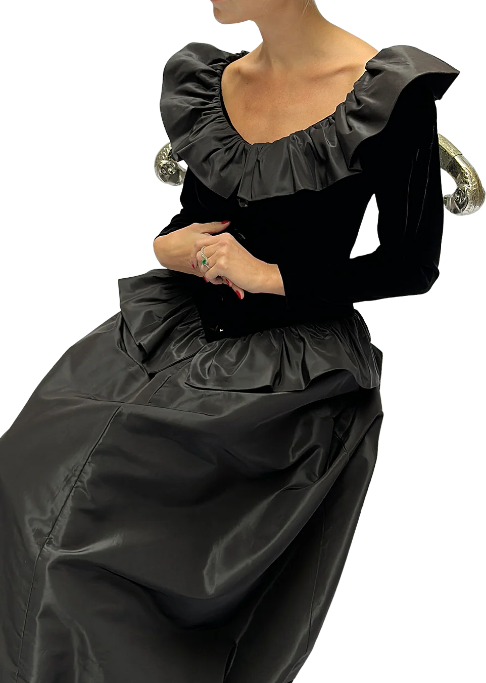 80s Vintage Givenchy Couture Long Sleeve Velvet Gown By Givenchy