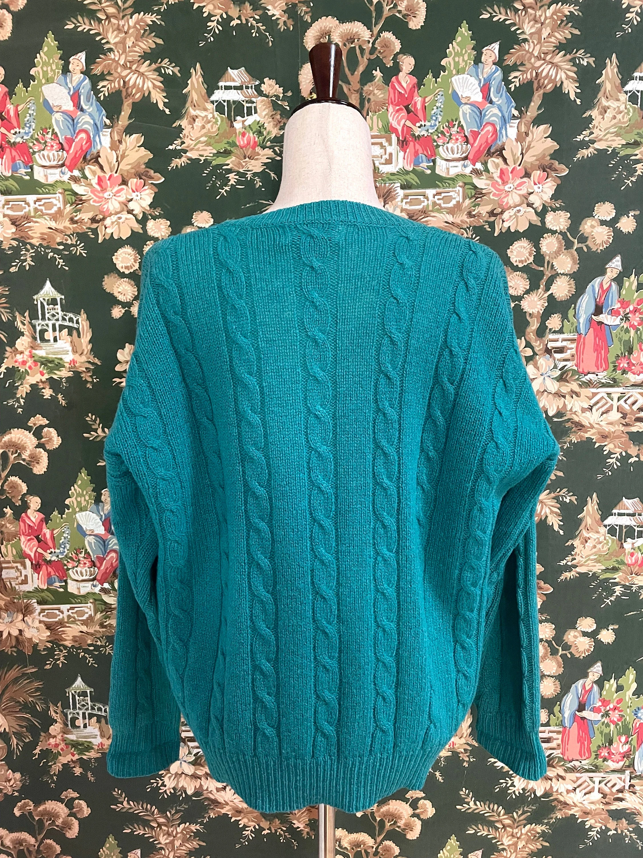 80s Vintage Green Preppy Talbots Wool Tennis Sweater by Talbots - Image 5