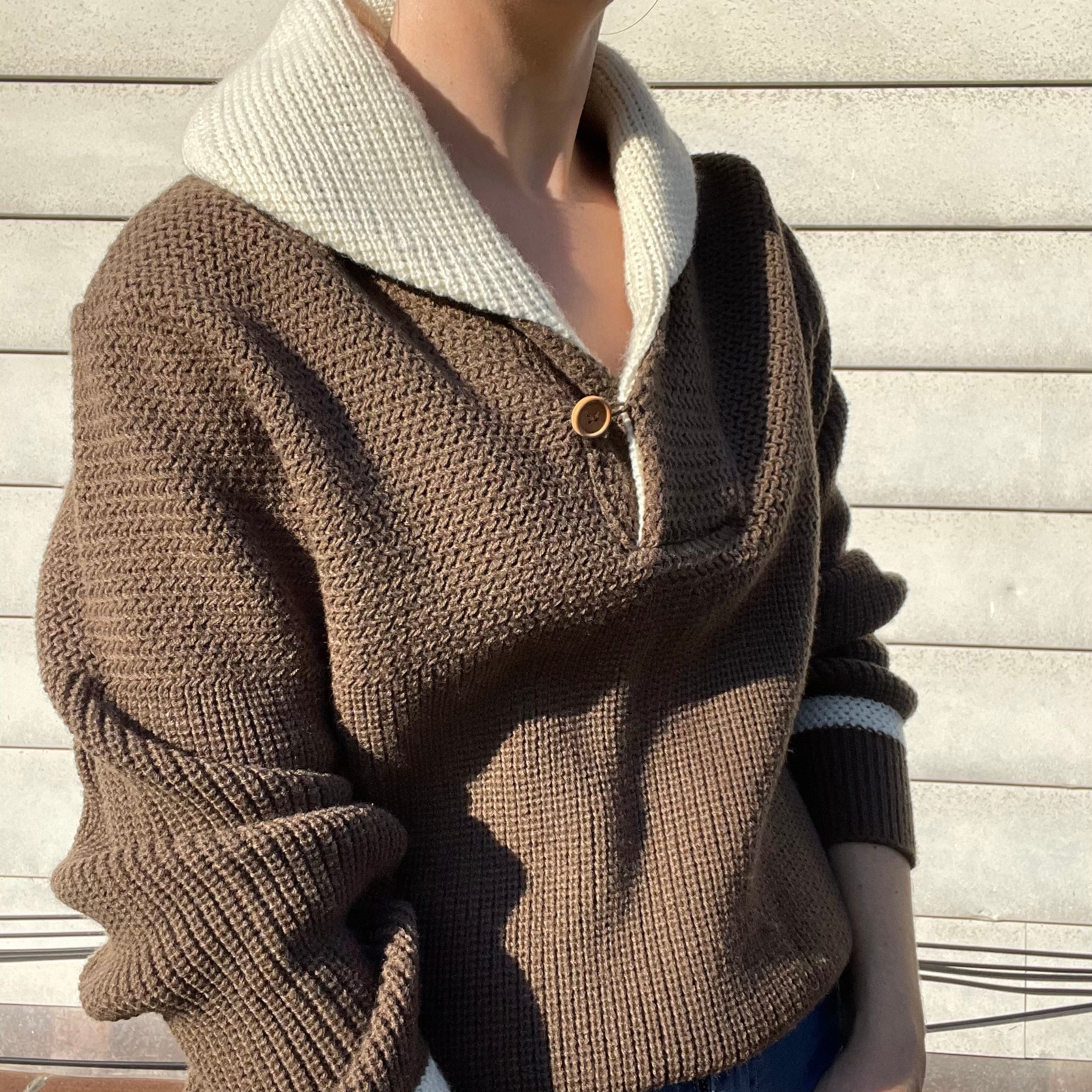 80s Vintage Heavy Knit Acrylic Collared Sweater By Joshua - Image 6