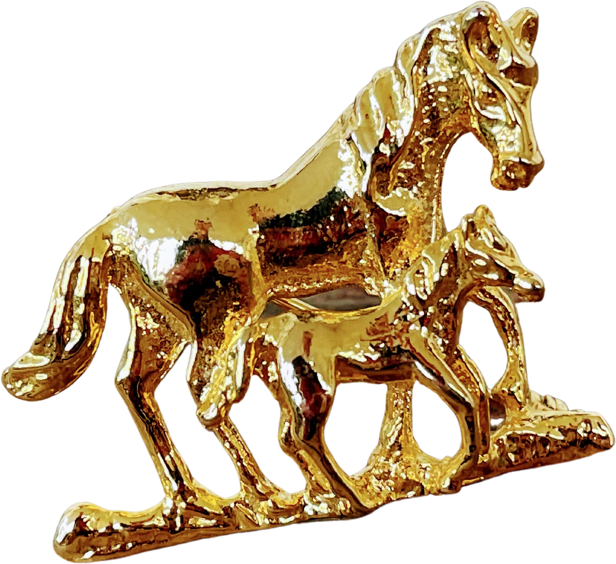 80s Vintage Horse And Colt Goldtone Brooch