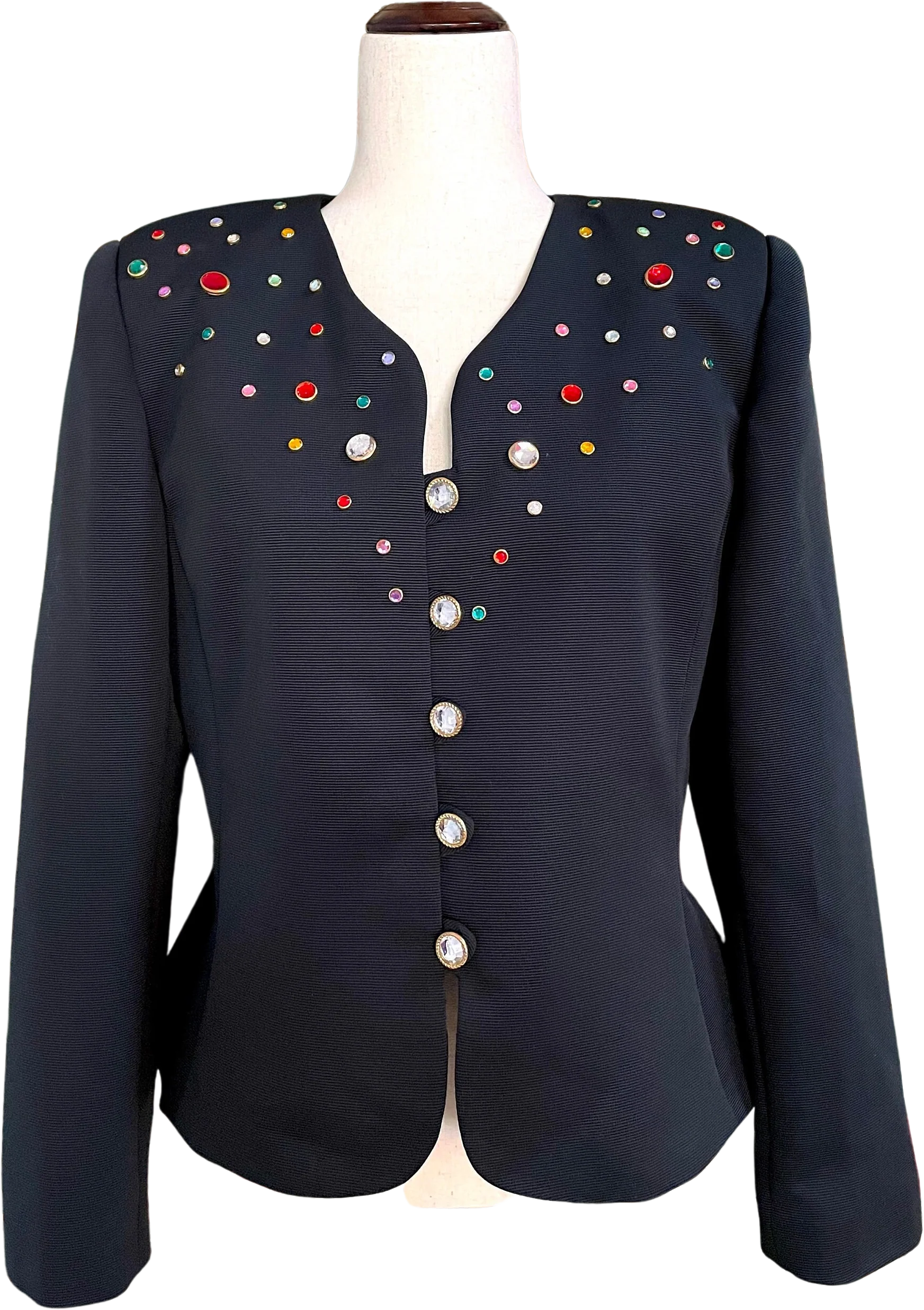 80s Vintage Jacket with Rhinestone Detail by Leslie Fay