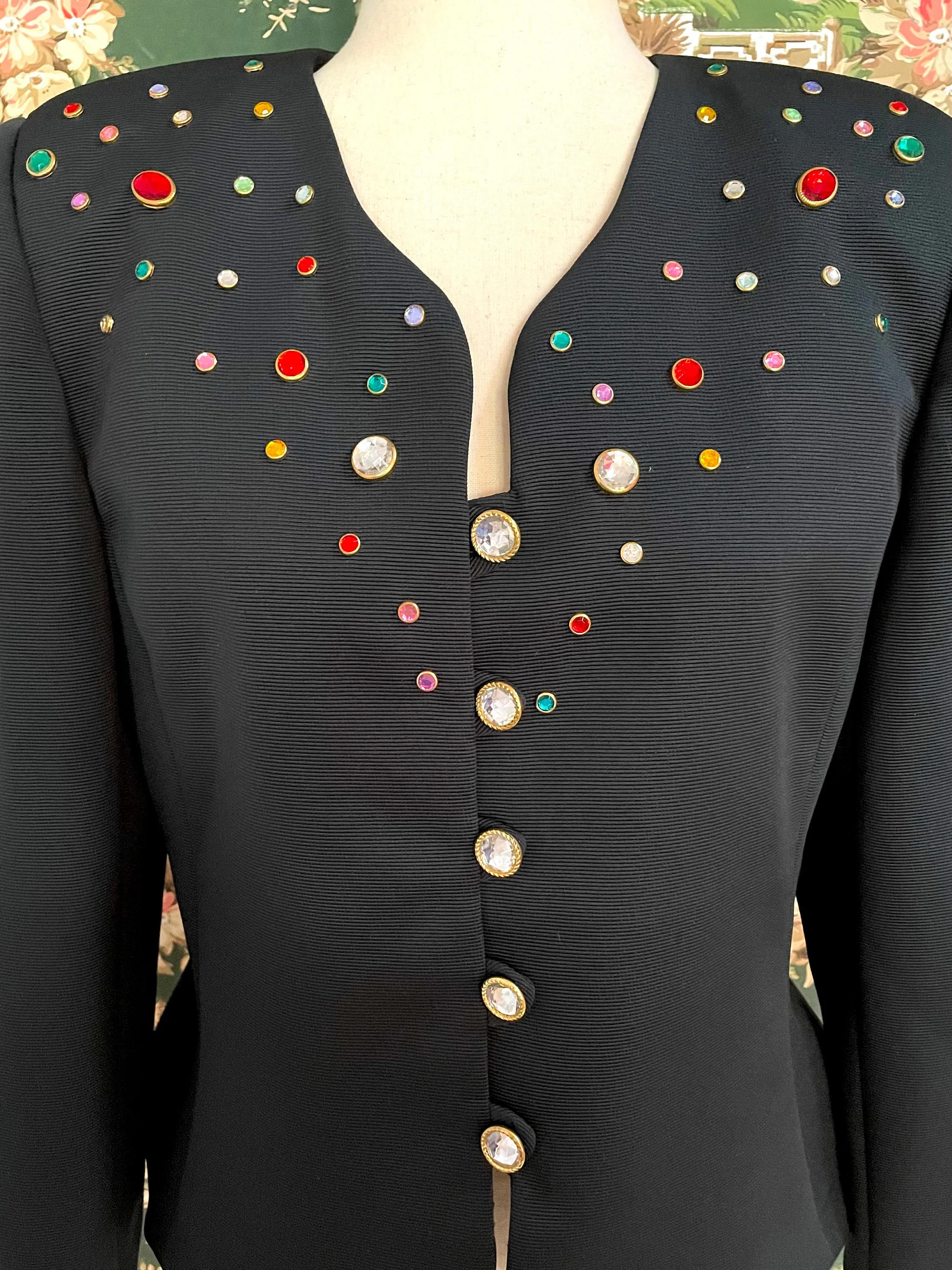 80s Vintage Jacket with Rhinestone Detail by Leslie Fay - Image 3