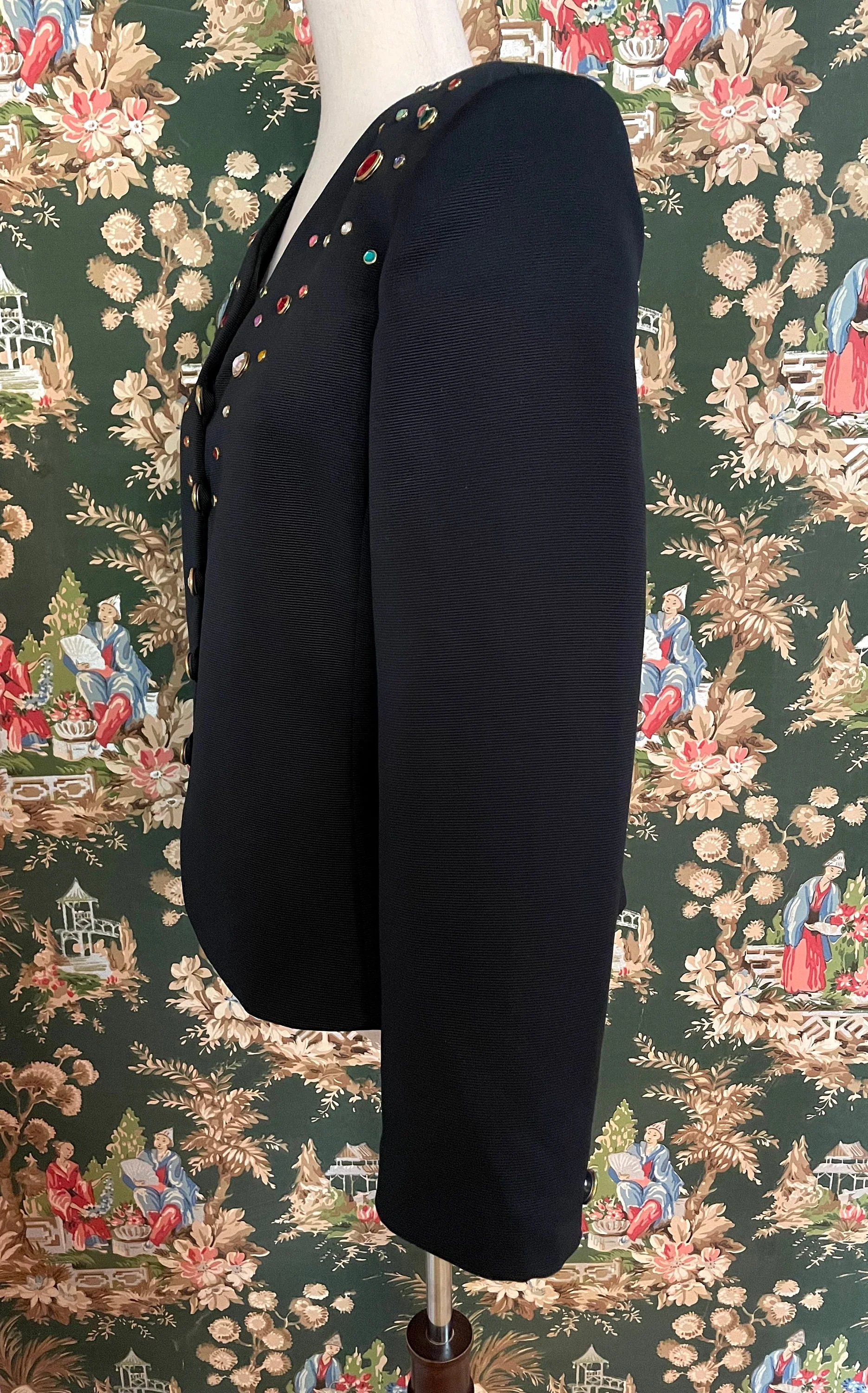 80s Vintage Jacket with Rhinestone Detail by Leslie Fay - Image 4