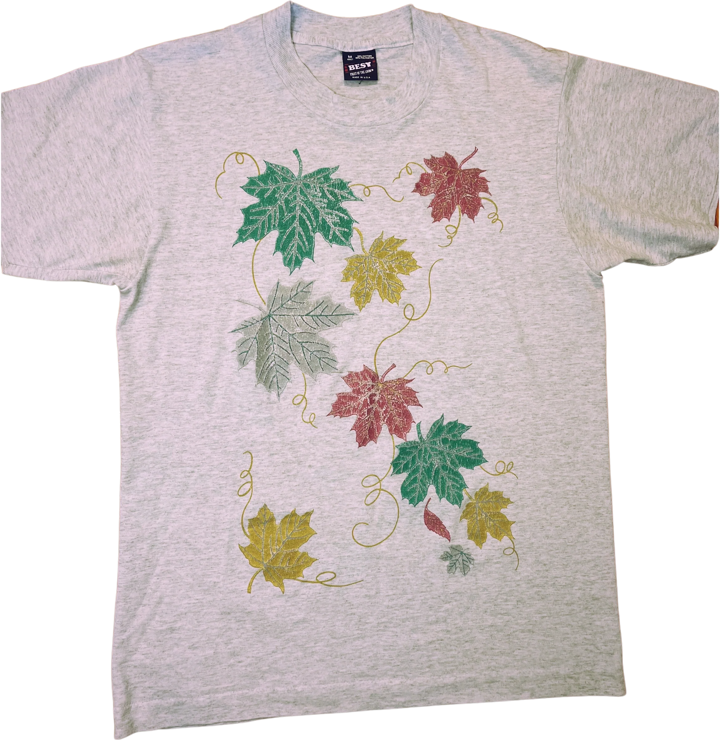 80s Vintage "leaf" Print Tee by Fruit of The Loom