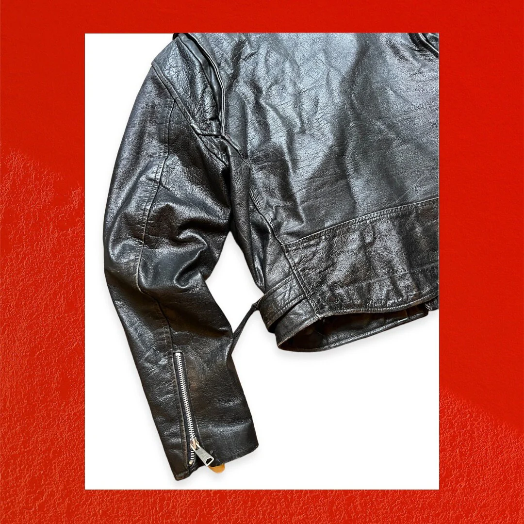 80s Vintage Leather Motorcycle Jacket - Image 8