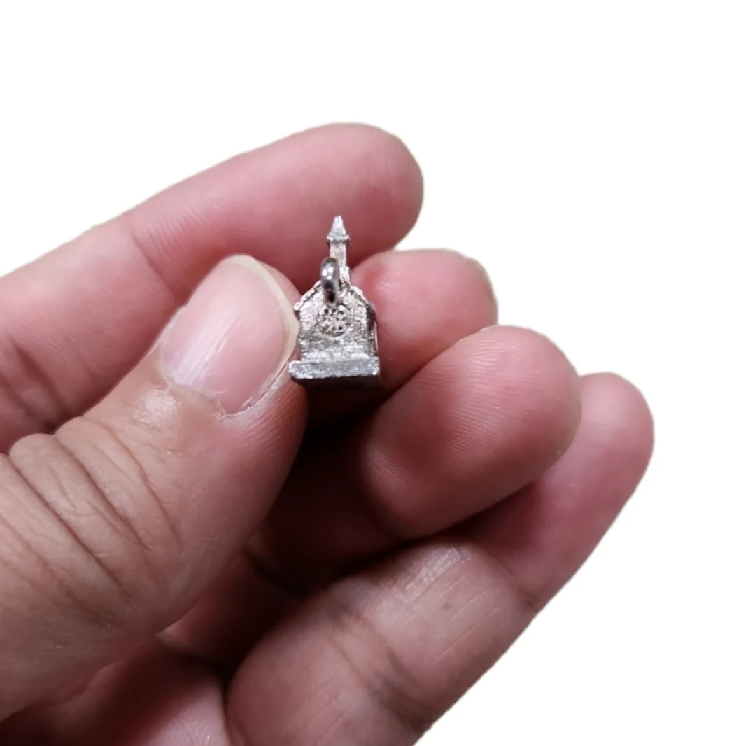 80s Vintage Monet Silver Toned Church Charm By Monet - Image 4