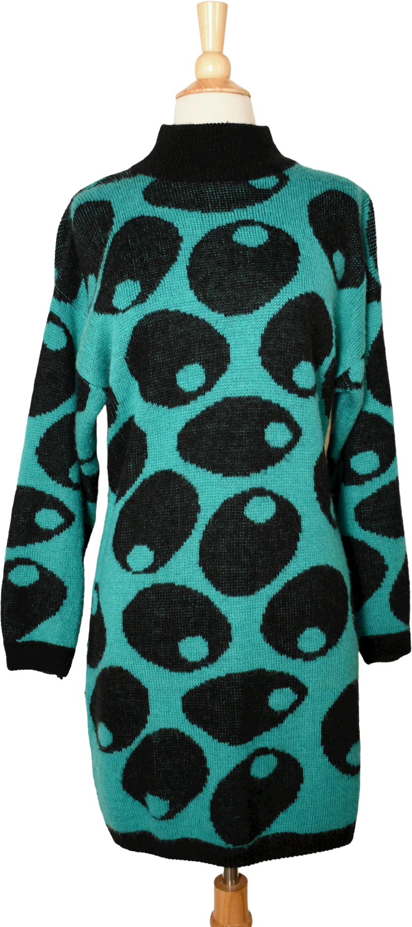 80s Vintage Novelty Martini Olive Print Sweaterdress By Esprit