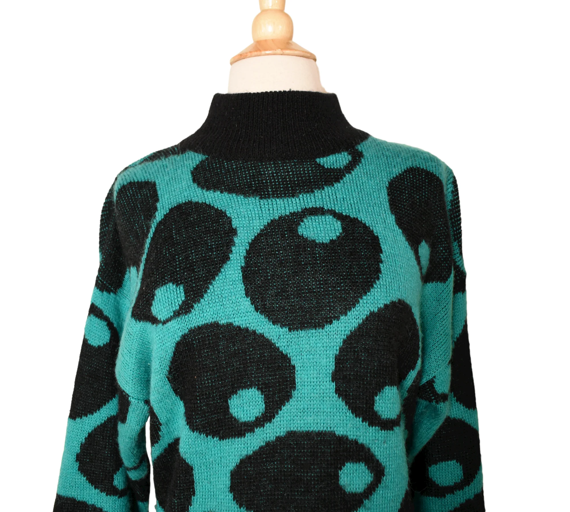 80s Vintage Novelty Martini Olive Print Sweaterdress By Esprit - Image 3