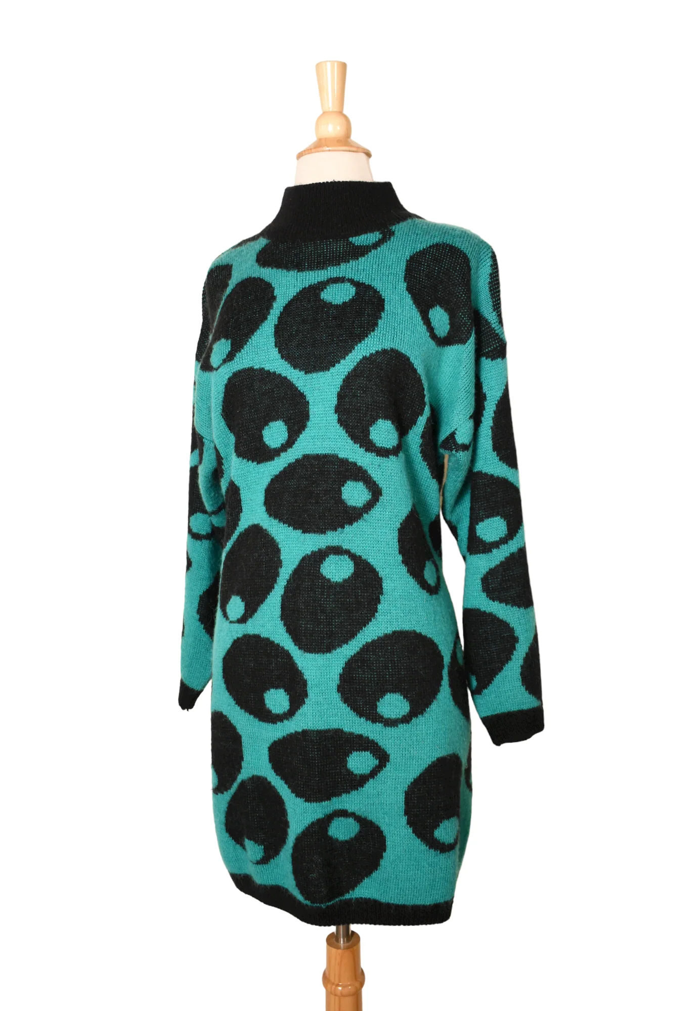 80s Vintage Novelty Martini Olive Print Sweaterdress By Esprit - Image 4