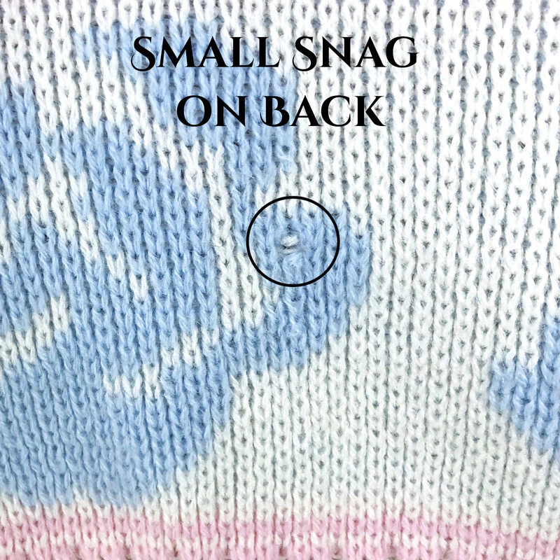 80s Vintage Pastel Blue Roses And Pink Striped Sweater - Image 9