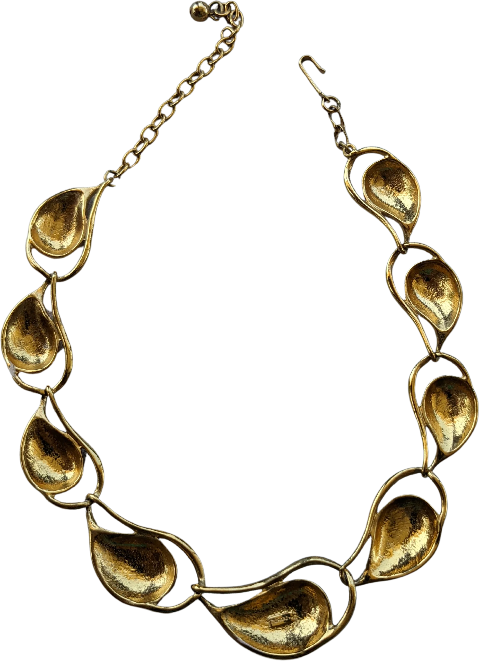 80s Vintage Pink Enamel Leaf Necklace Gold Tone By Trifari - Image 2