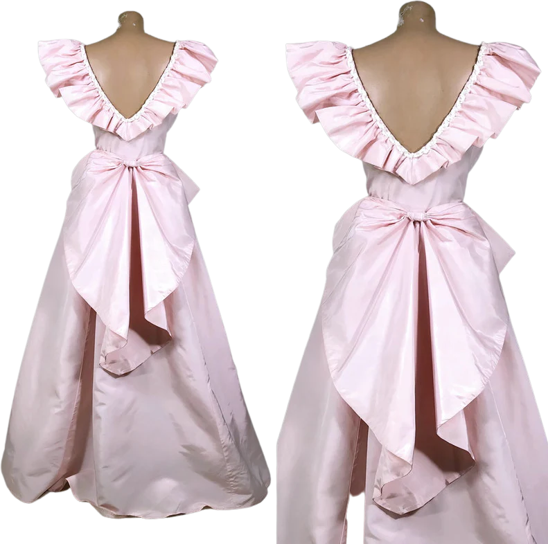 80s Vintage Pink Taffeta Ball Gown Party Dress As-is By Gunne Sax by Jessica Mcclintock - Image 2