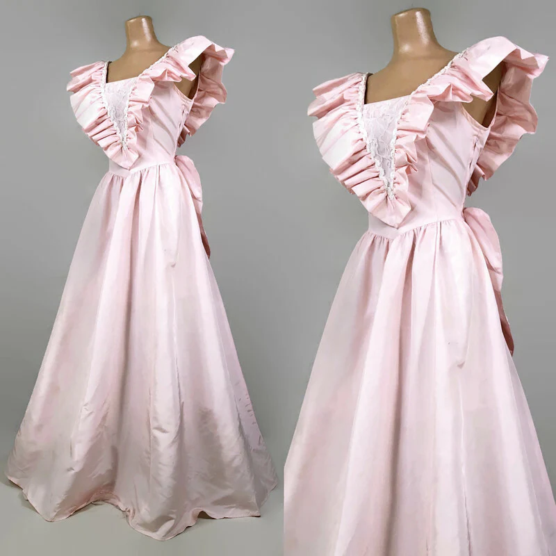 80s Vintage Pink Taffeta Ball Gown Party Dress As-is By Gunne Sax by Jessica Mcclintock - Image 5