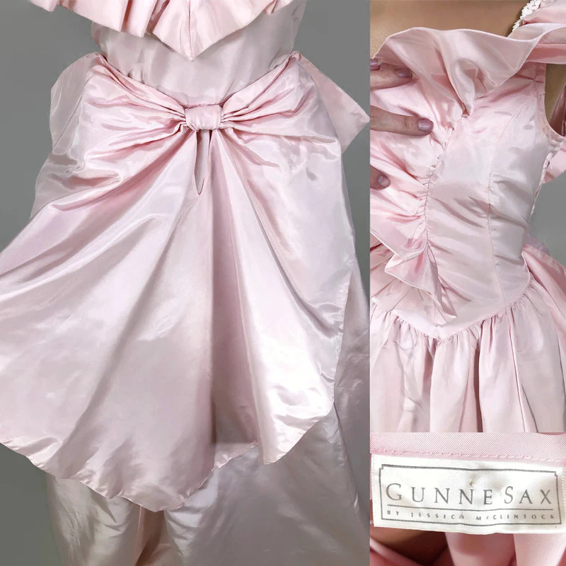 80s Vintage Pink Taffeta Ball Gown Party Dress As-is By Gunne Sax by Jessica Mcclintock - Image 8