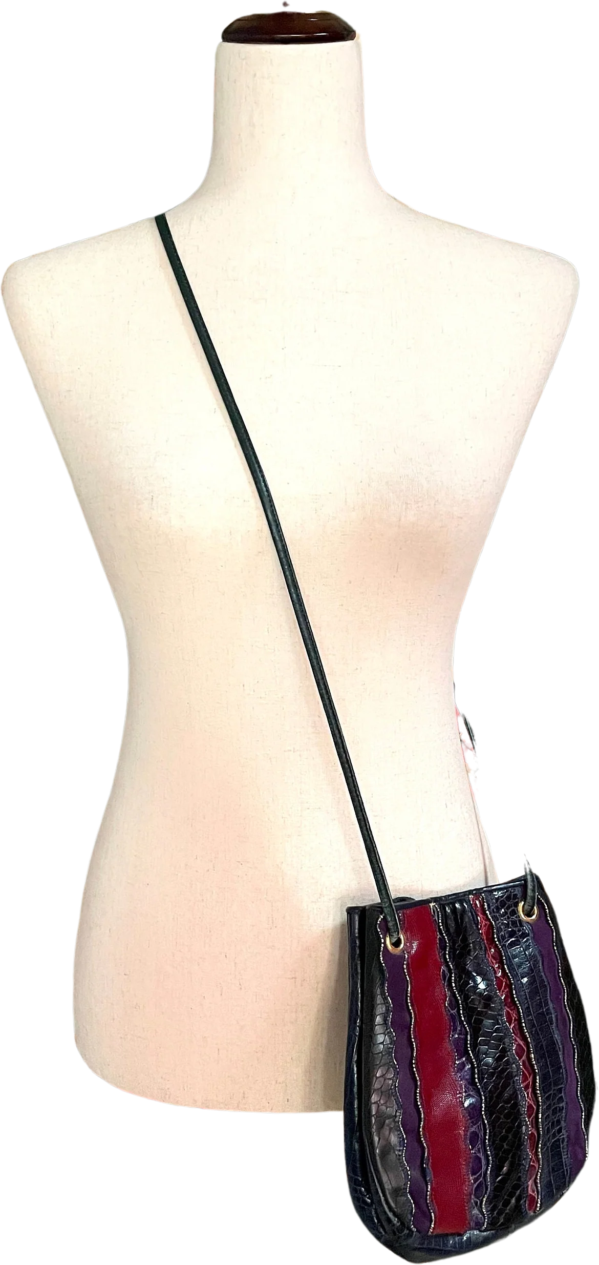 80s Vintage Sharif Small Crossbody Leather and Suede Pouch