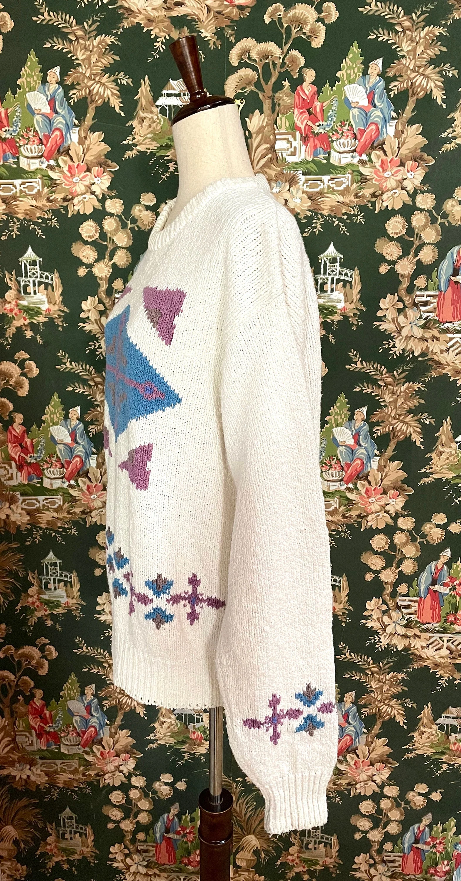 80s Vintage White Cotton Oversized Sweater by Alexander Julian - Image 4