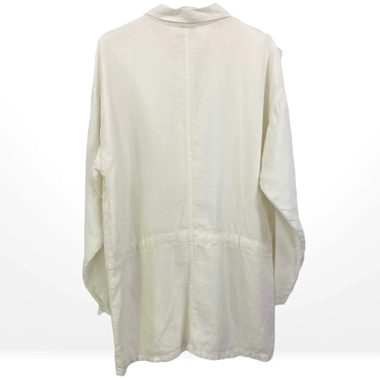 80s Vintage White Linen Pre Shrunk Long Sleeve Button Up Top by City Lights - Image 2