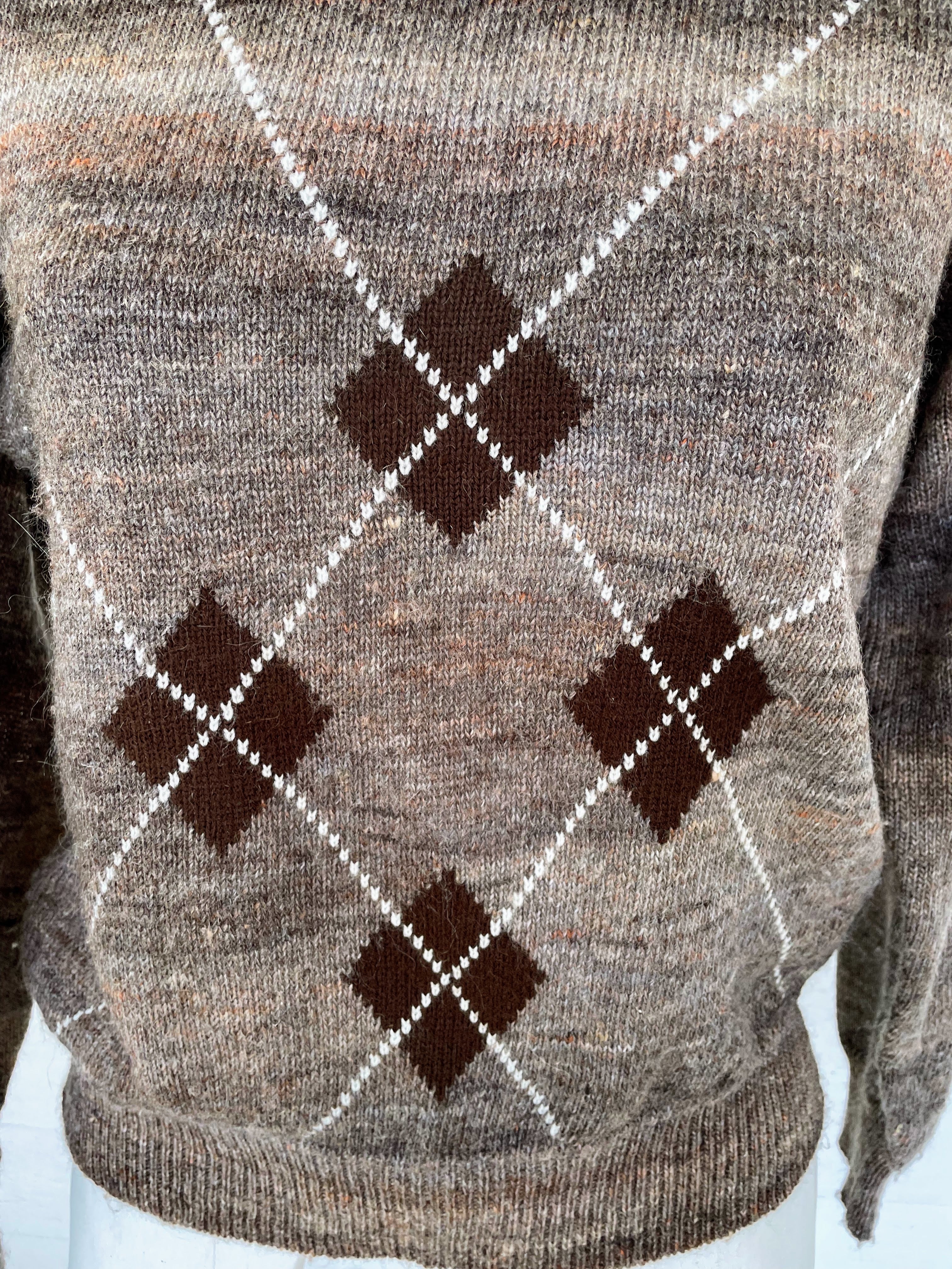 80s Vintage Womens Wool Blend Argyle Sweater By Joyce - Image 6