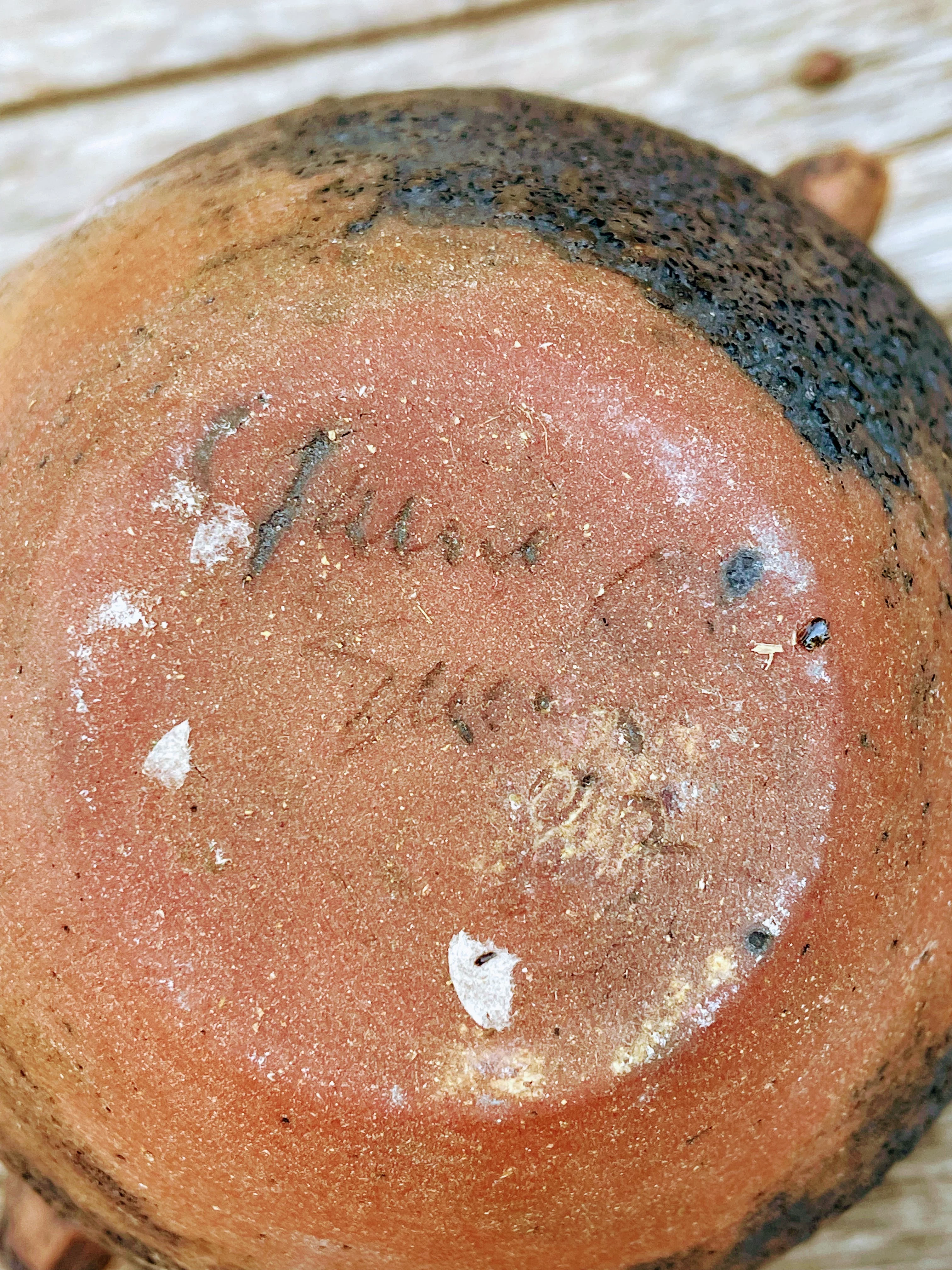 80s Volcanic Burnt Glaze Drying Bowl Pottery Sculpture - Image 10