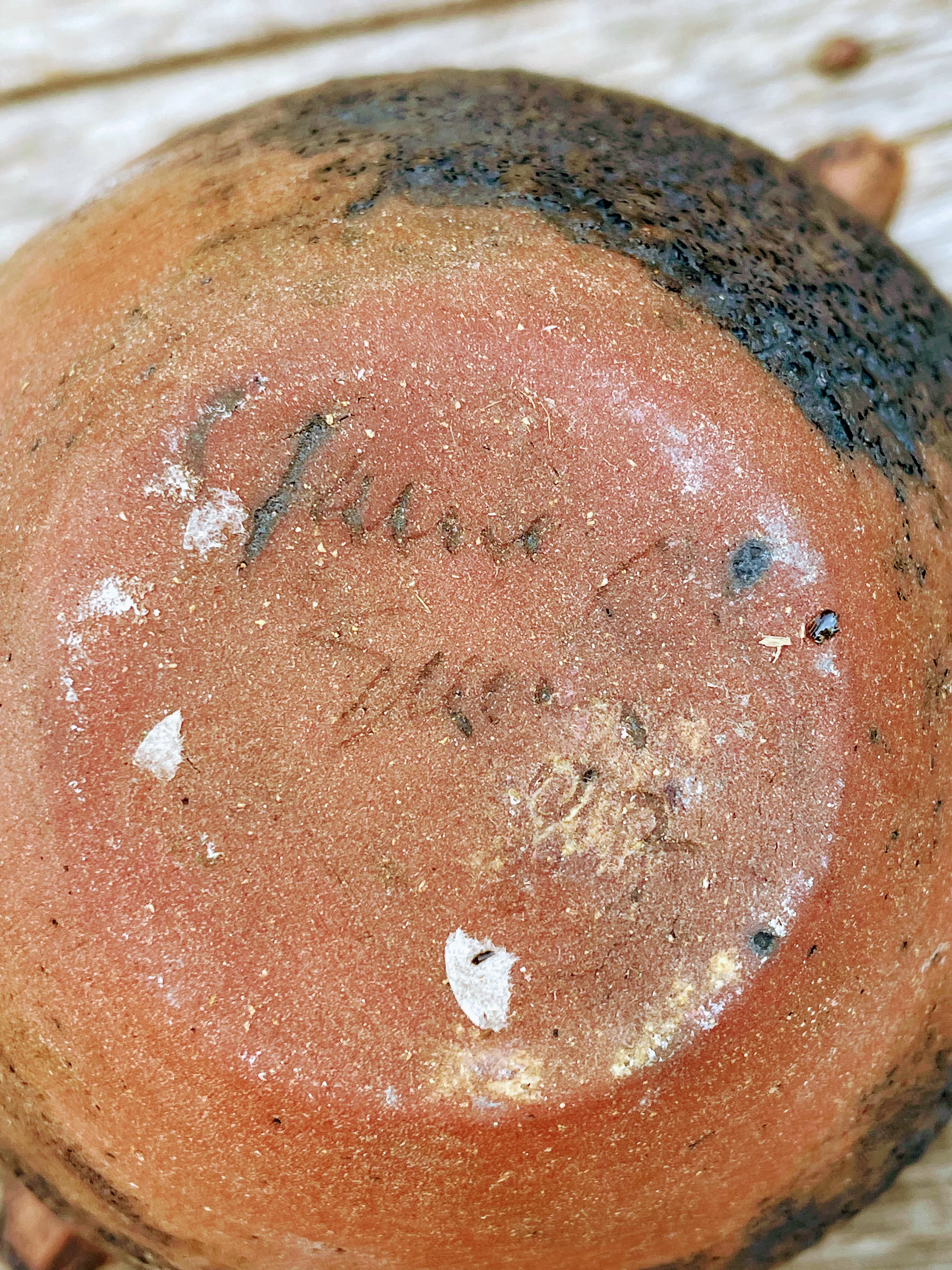 80s Volcanic Burnt Glaze Drying Bowl Pottery Sculpture - Image 11