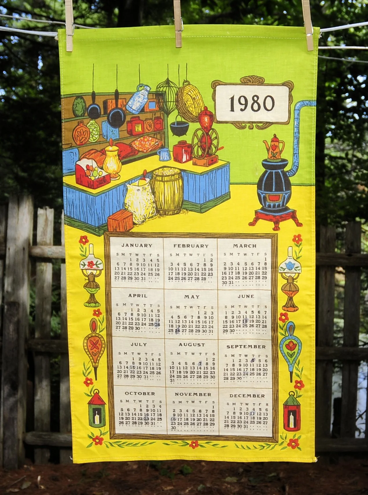 80s Vtg 1980 Country General Store Calendar Tea Towel - Image 11