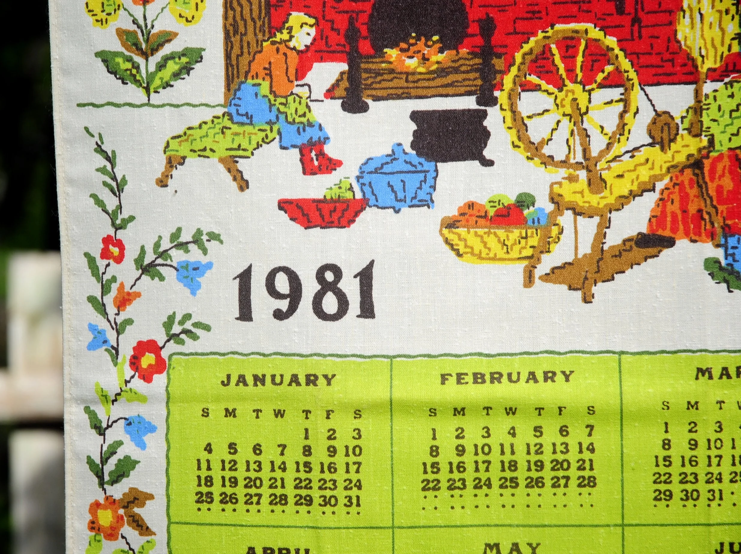 80s Vtg 1981 Bless Our Home Faux Cross Stitch Calendar - Image 6