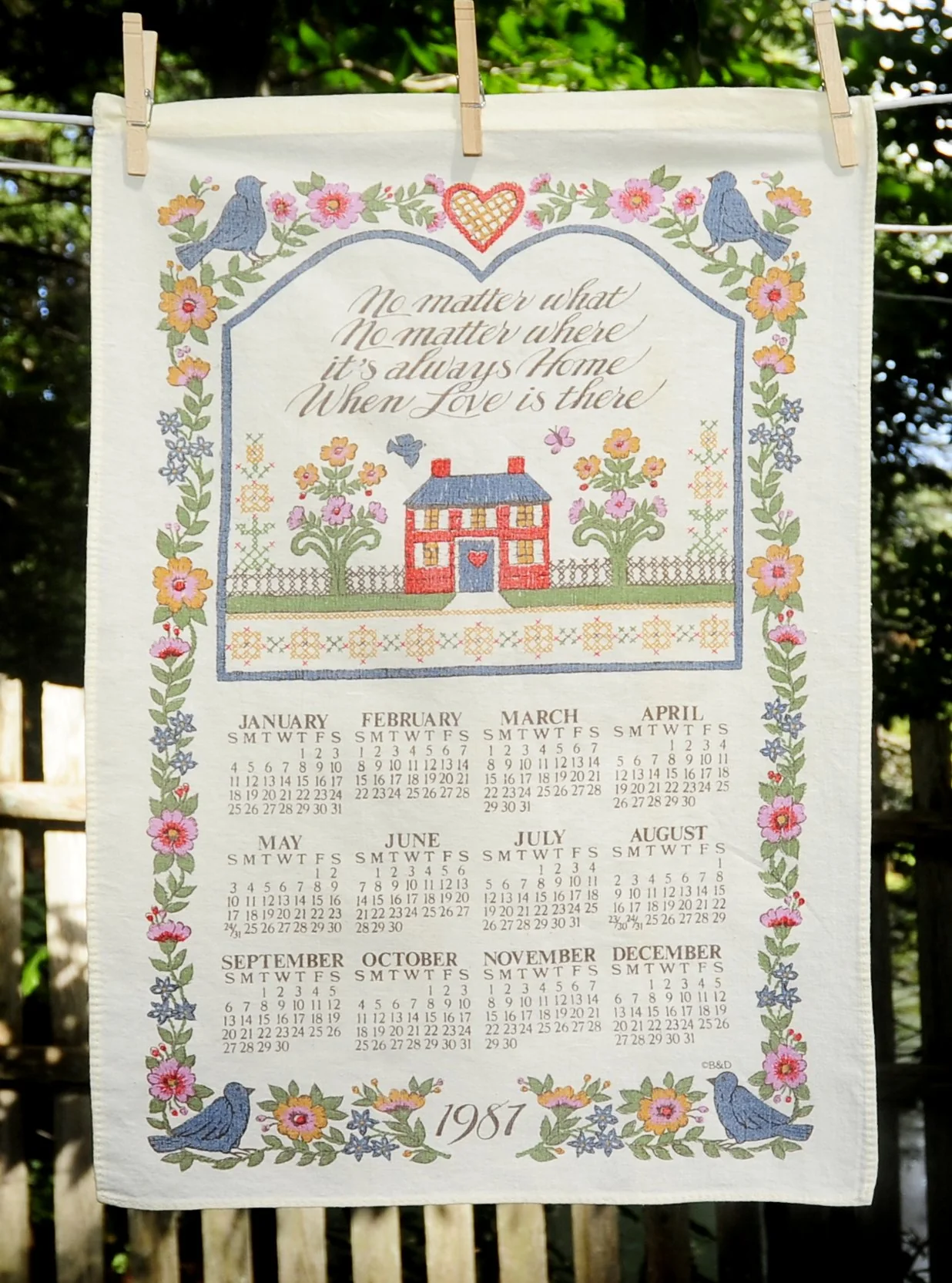 80s Vtg 1987 Always Home When Love Is There Calendar - Image 3