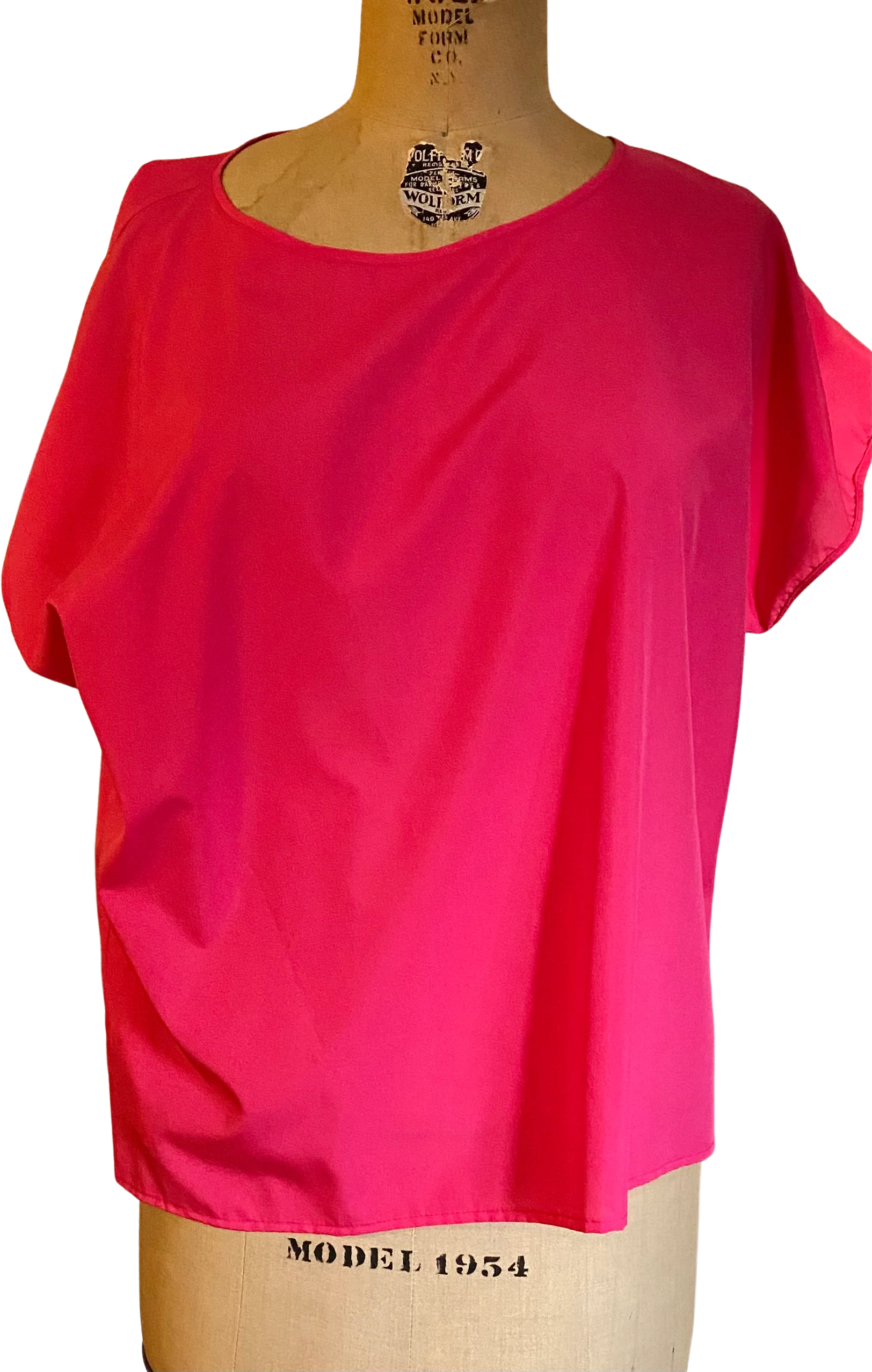 80s Vtg Retro Hot Pink Oversized Top Blouse By Orare