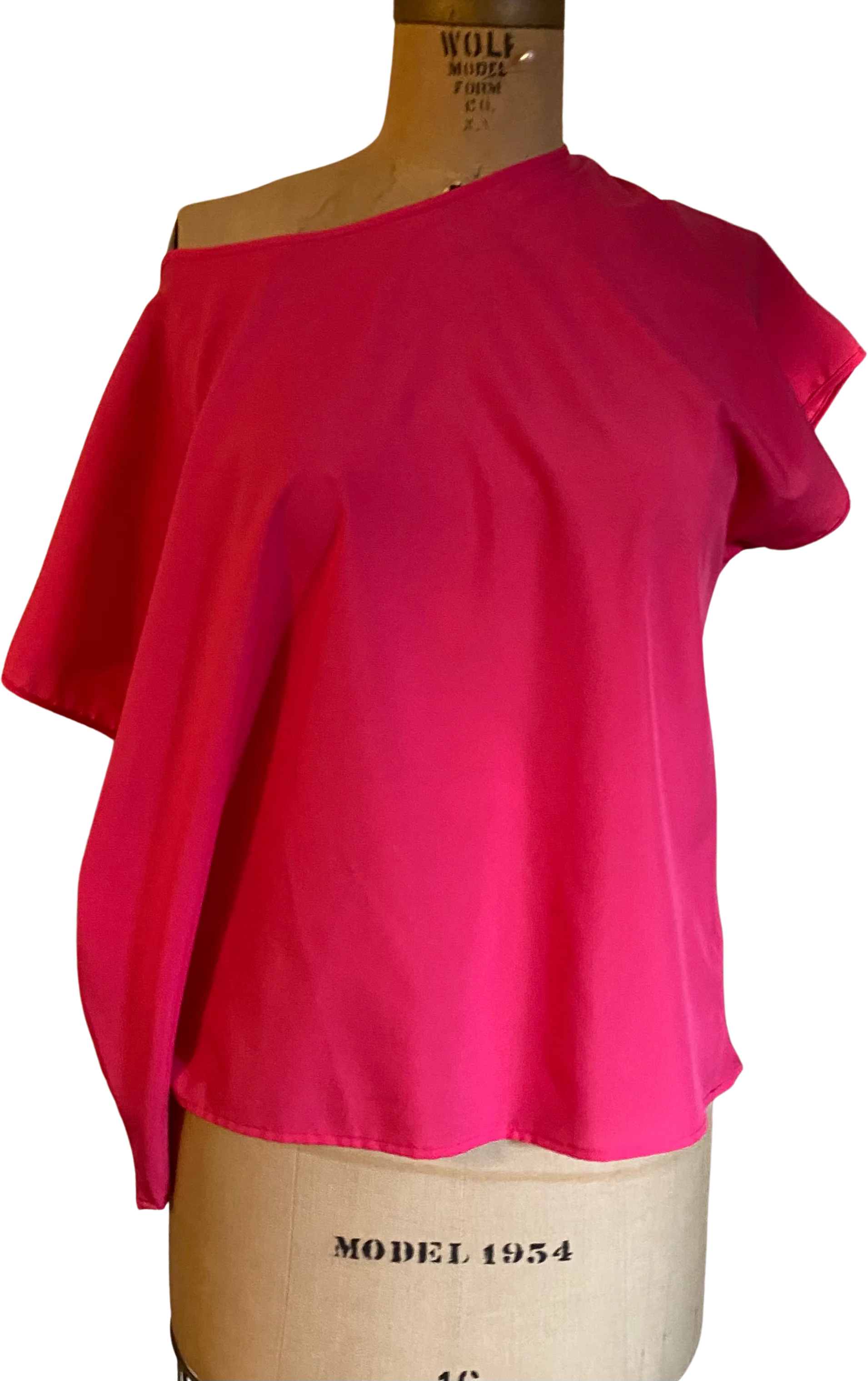 80s Vtg Retro Hot Pink Oversized Top Blouse By Orare - Image 2