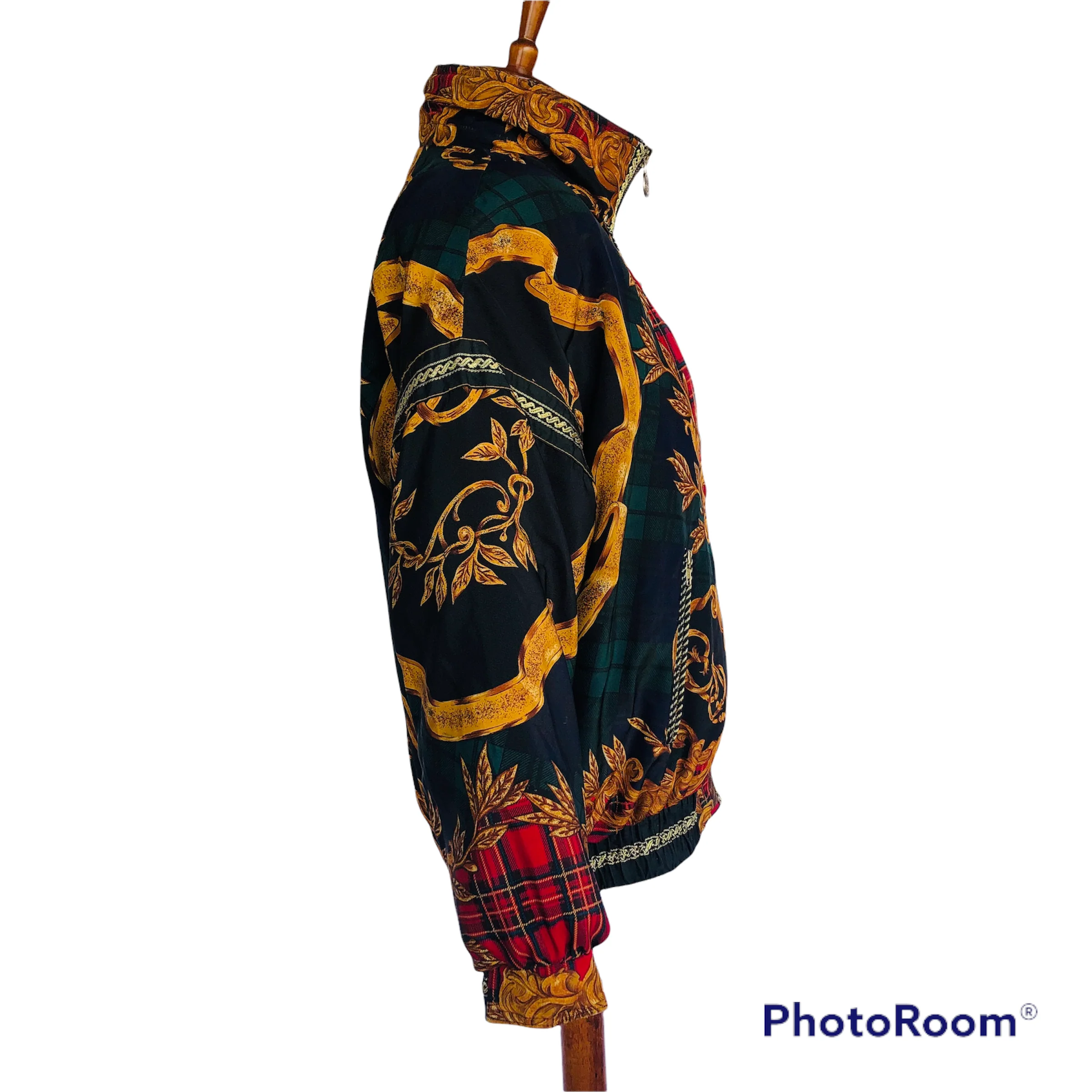 80s Vtg Tartan Plaid Down Puffer Jacket Women Sz M By Gallery - Image 6