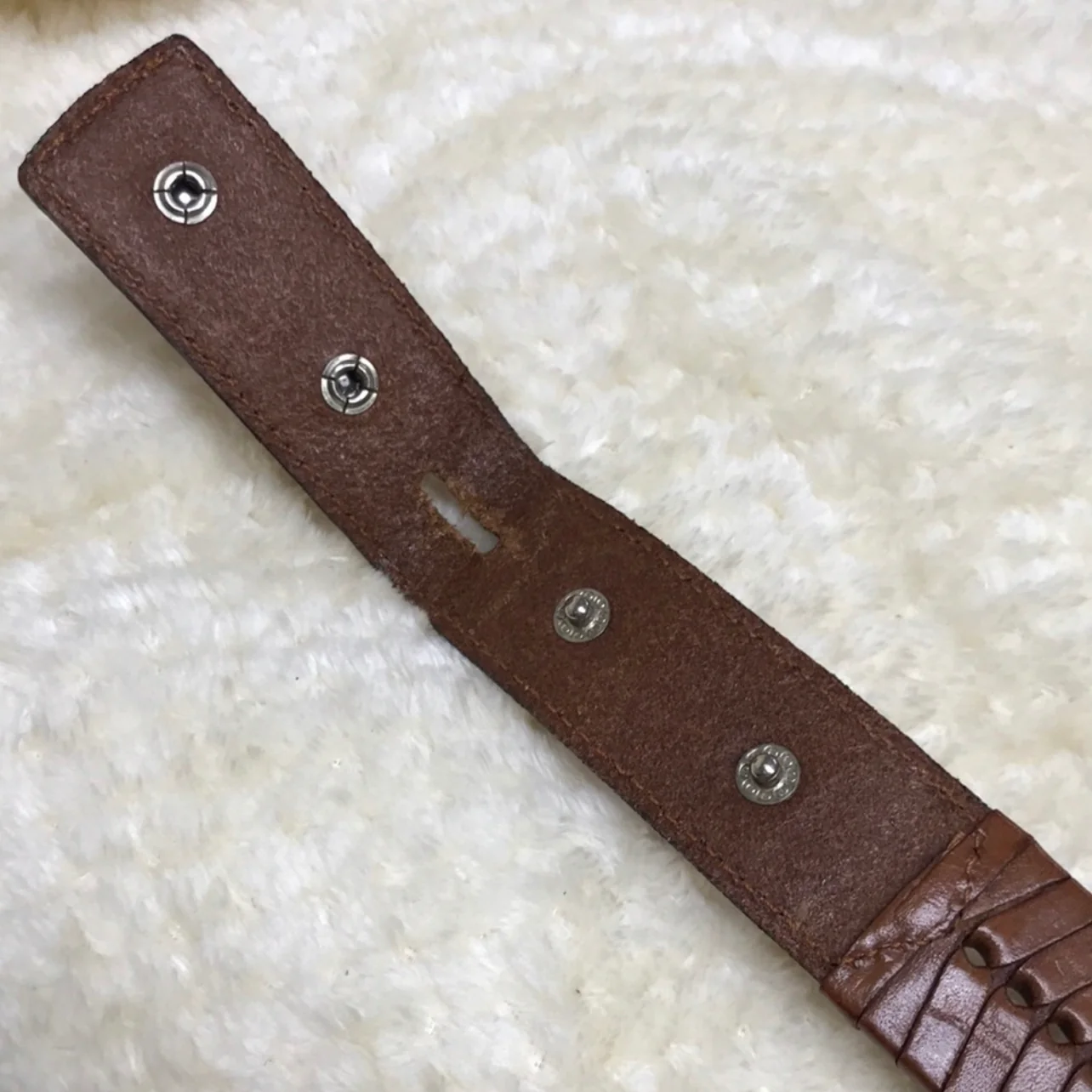 80s Western Leather Belt W Silver-toned Medallions By Western Leather Belt - Image 3
