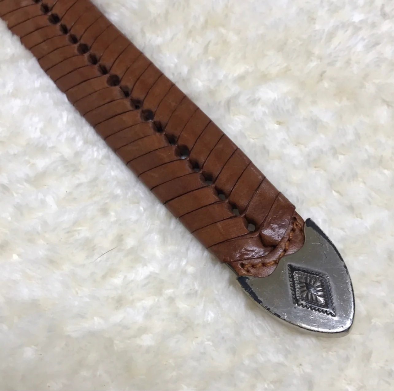 80s Western Leather Belt W Silver-toned Medallions By Western Leather Belt - Image 7