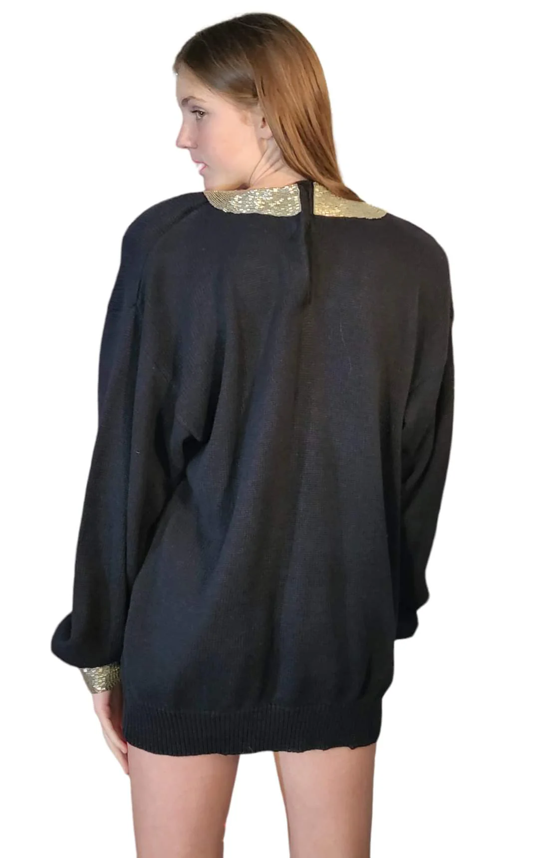 80s Whimsical Trompe L'oeil Beaded Oversized Sweater By Bonnie Boerer - Image 11