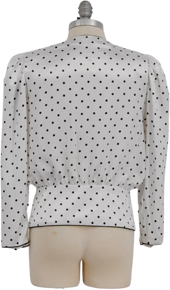 80s White And Black Polka Dot Blouse By Josephine Chaus - Image 2