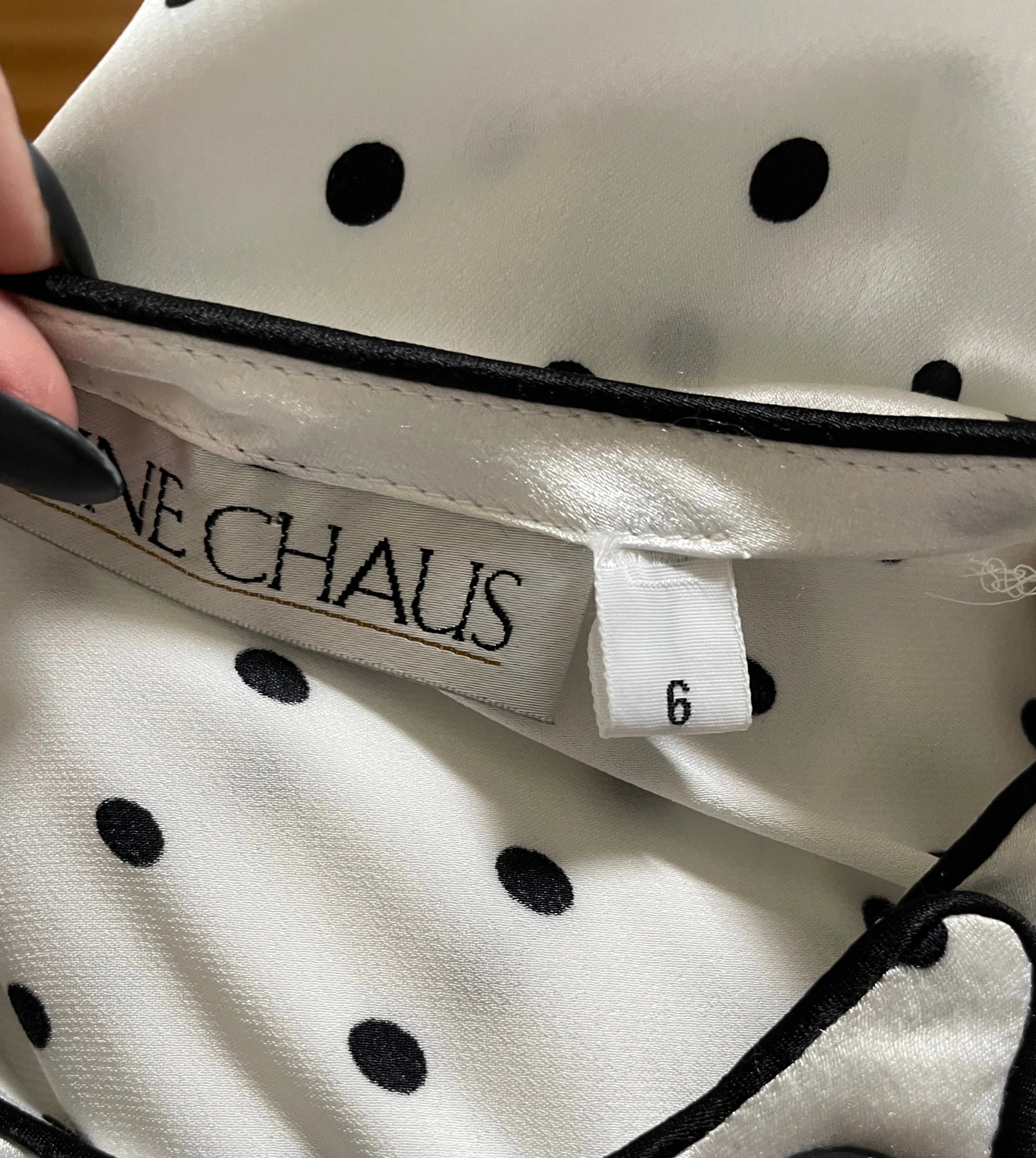 80s White And Black Polka Dot Blouse By Josephine Chaus - Image 7