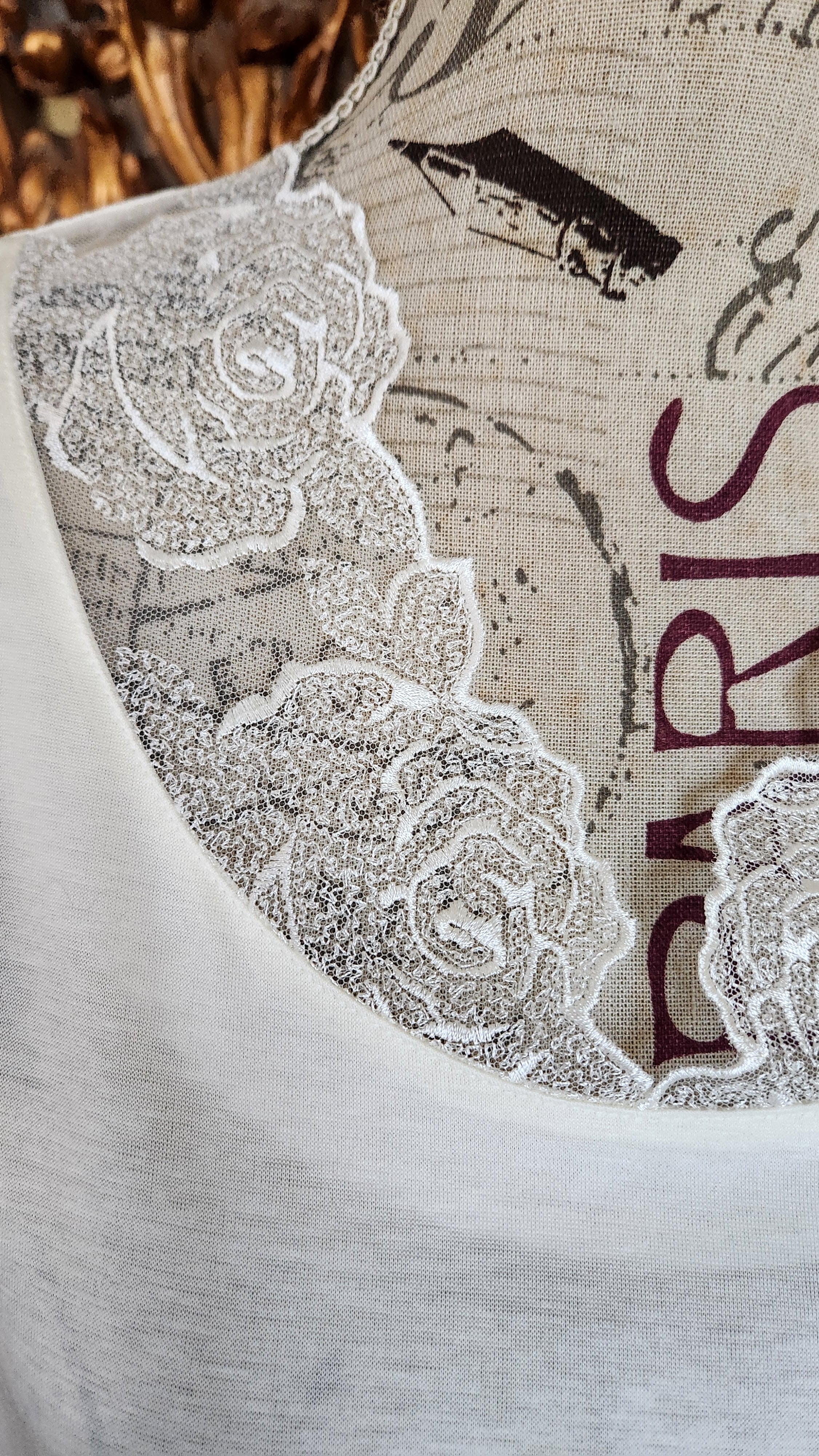 80s White Cotton Jersey Night Gown With Lace Applique By Furstenberg - Image 5