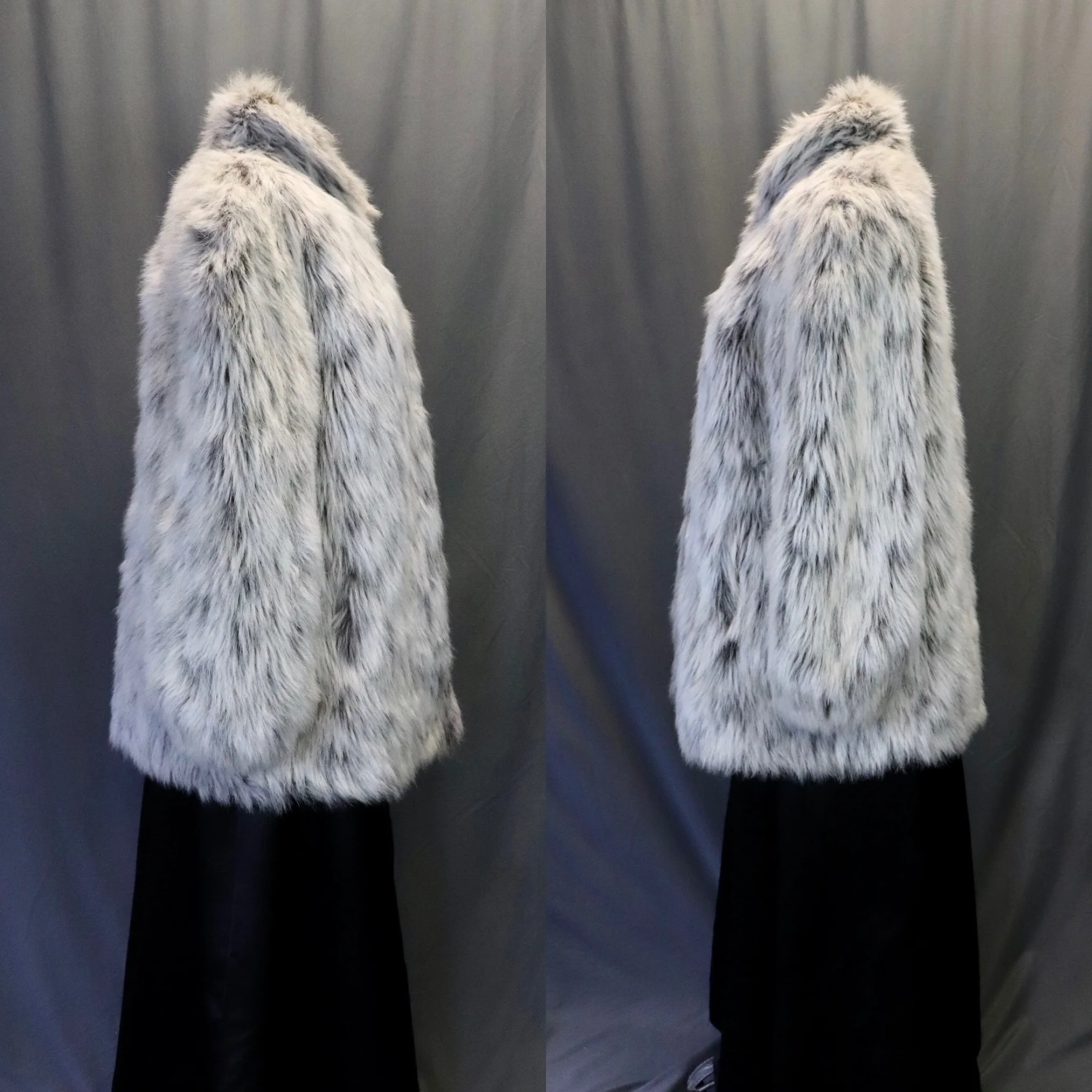 80s White Gray, And Black Faux Lynx Fur Coat By Outer Layers - Image 4