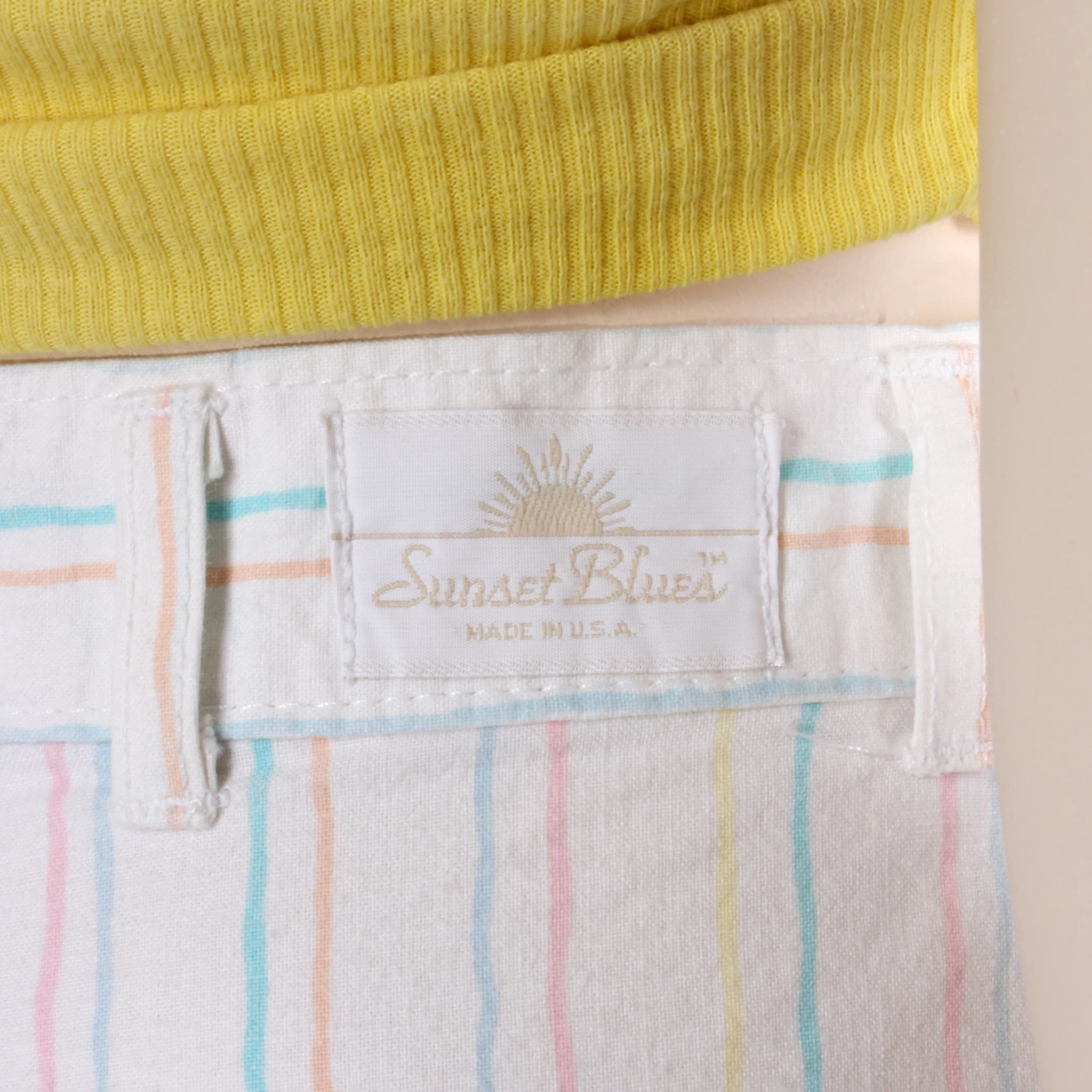 80s White Pastel Stripe Pleat High Rise Mom Pants By Sunset Blues by Chic - Image 8